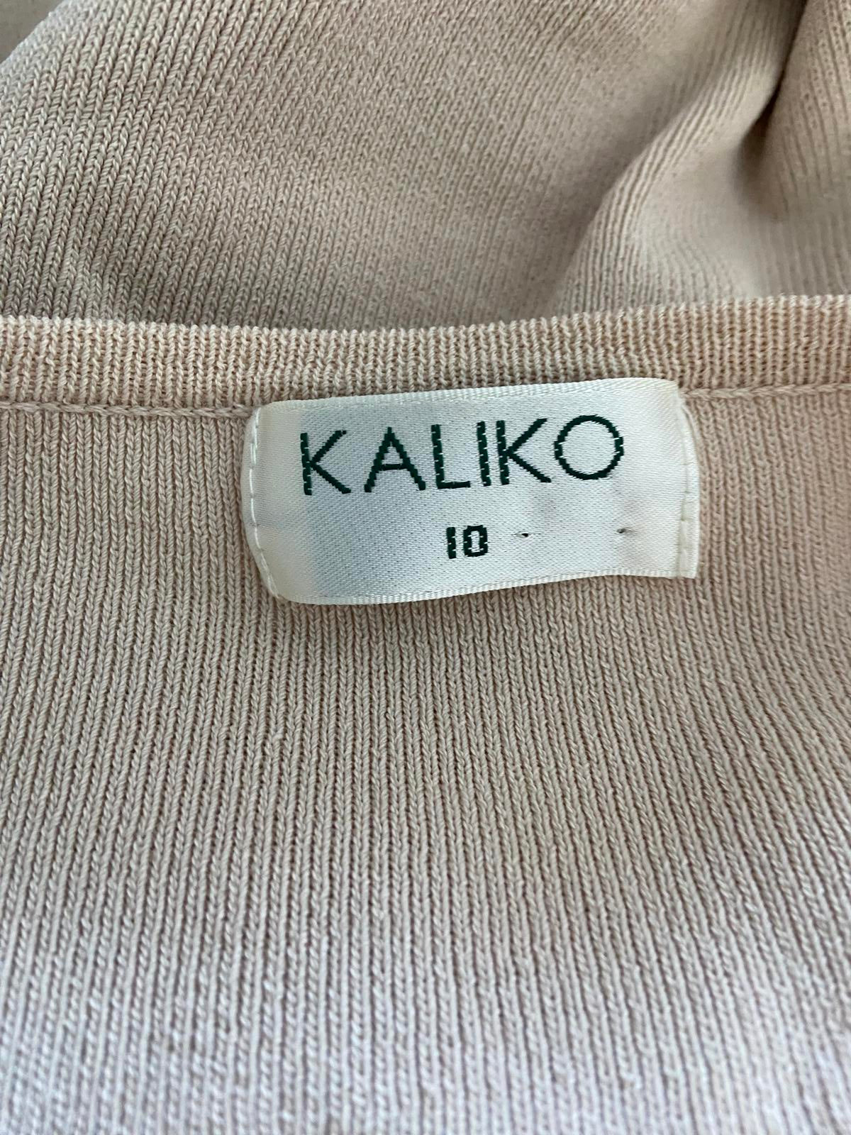 KALIKO Beige Lightweight Sweater - Full Zip, Belted Style, Size 10