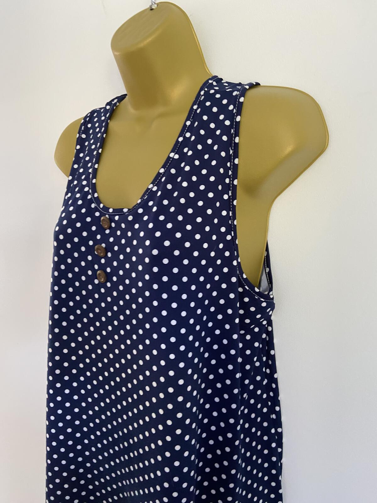 HUA YI Fashion Blue & White Polka Dot Summer Dress - Size M/L