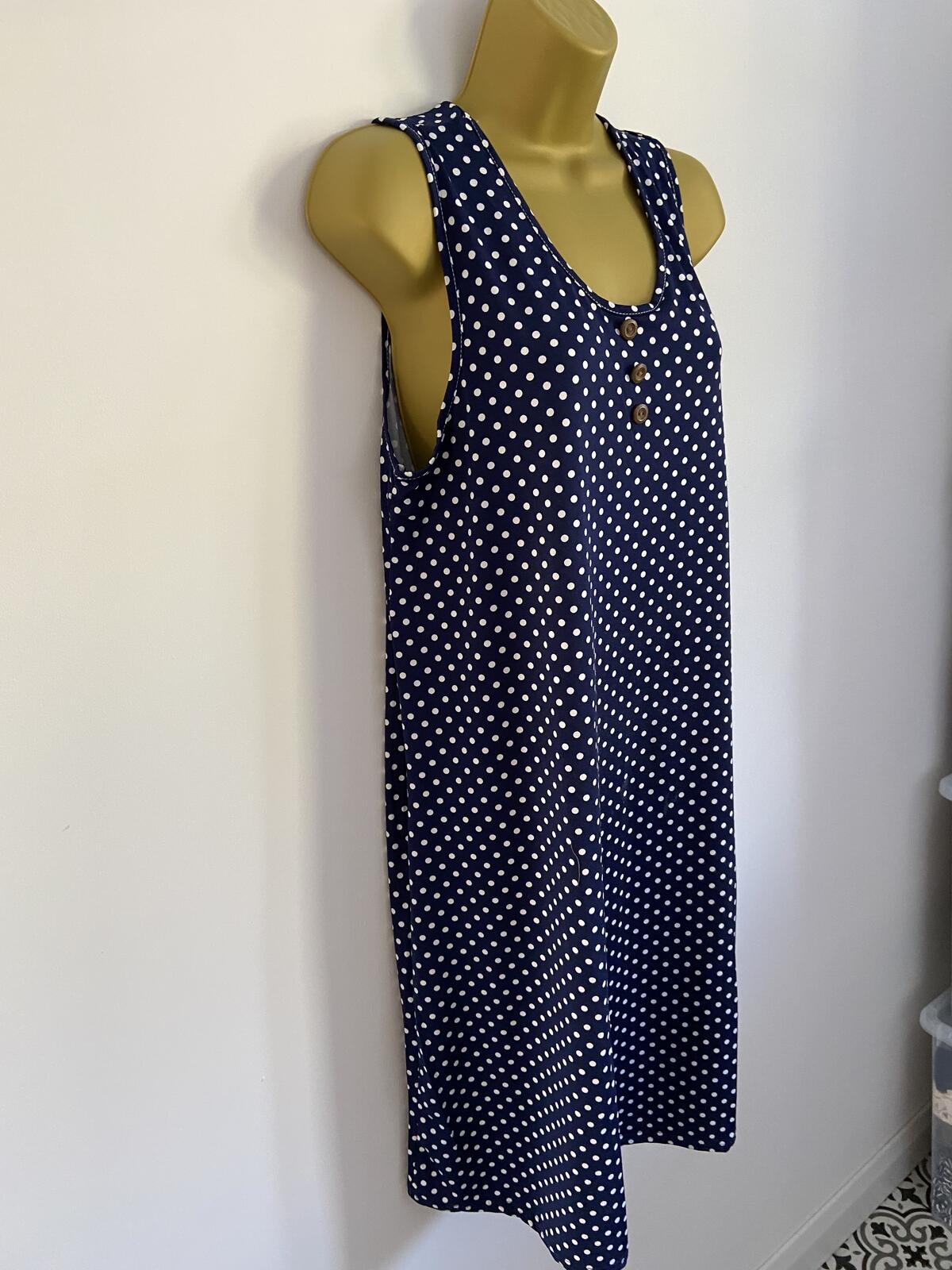 HUA YI Fashion Blue & White Polka Dot Summer Dress - Size M/L