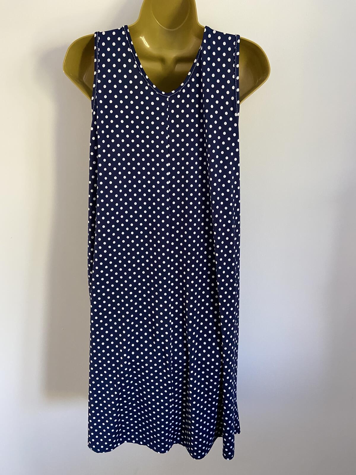 HUA YI Fashion Blue & White Polka Dot Summer Dress - Size M/L