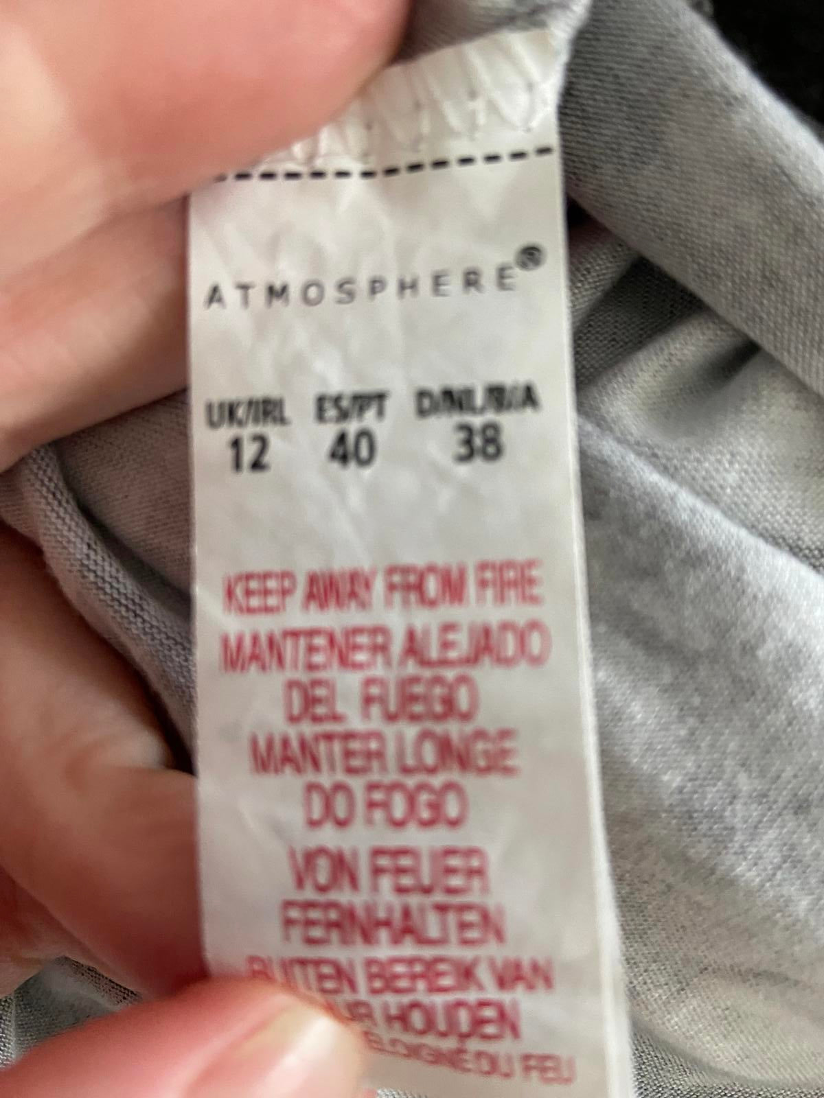 Atmosphere Size 12 Grey Floral Midi Dress Faux Leather Short Sleeve Stretch