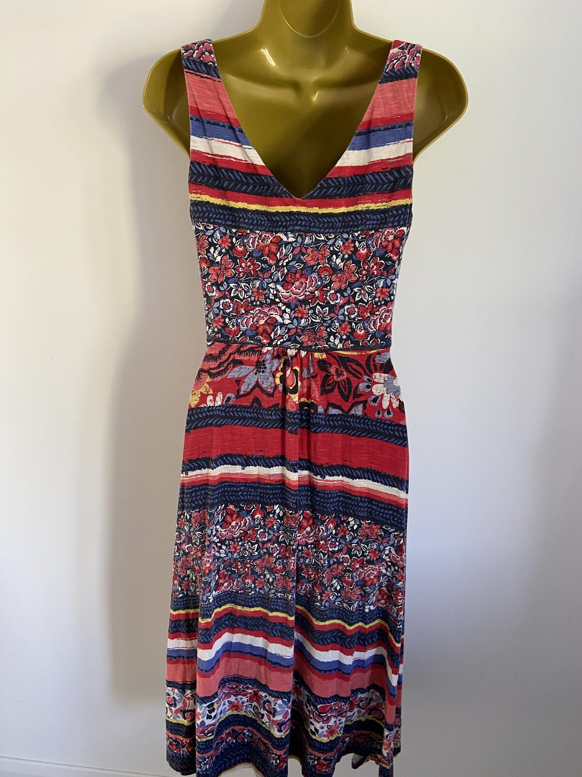 Monsoon Multi-Patterned Cotton Midi Dress - UK Size 12
