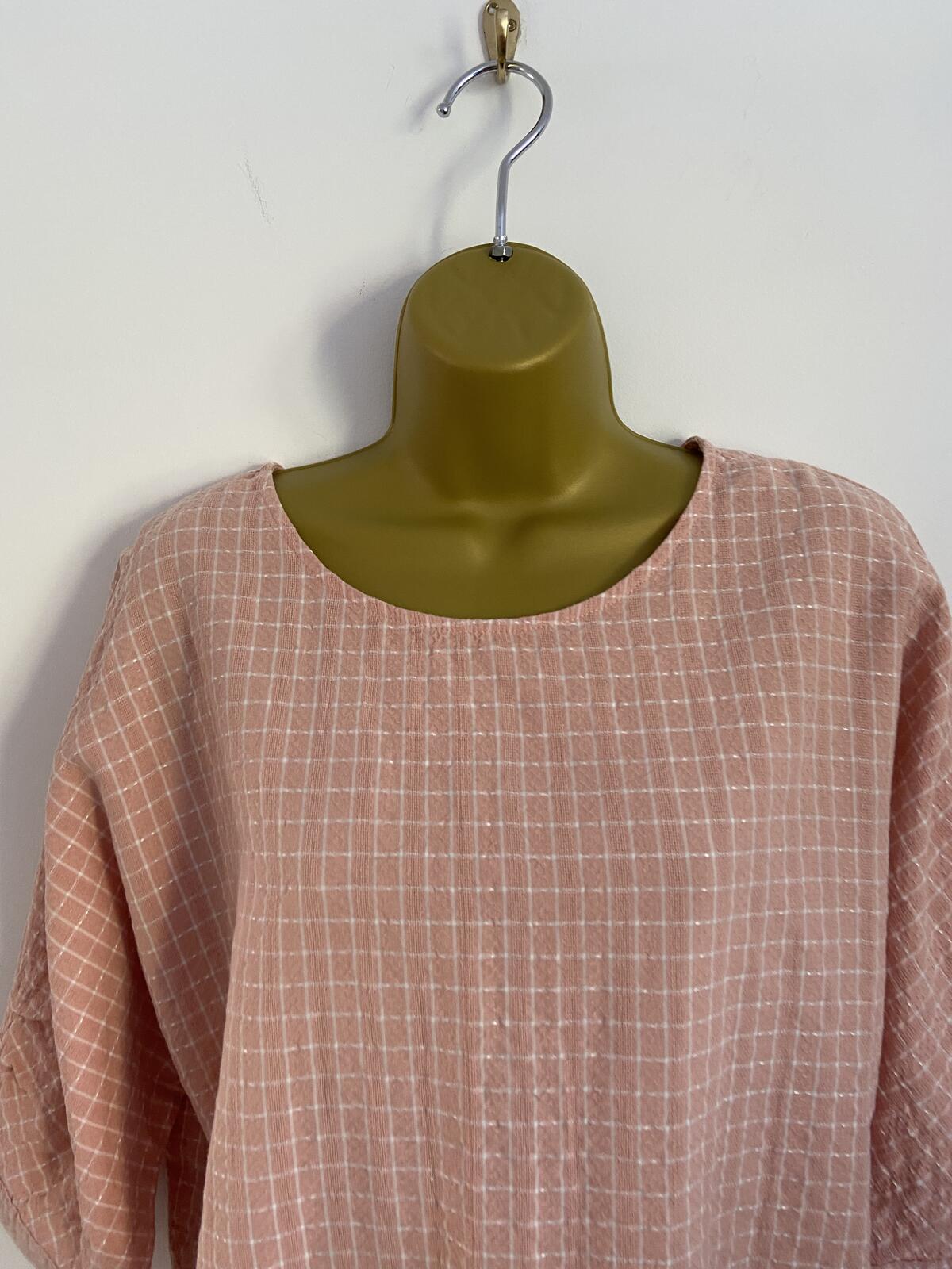 Stella Morgan Pink & White Checked Short Sleeve Blouse - UK Size 10