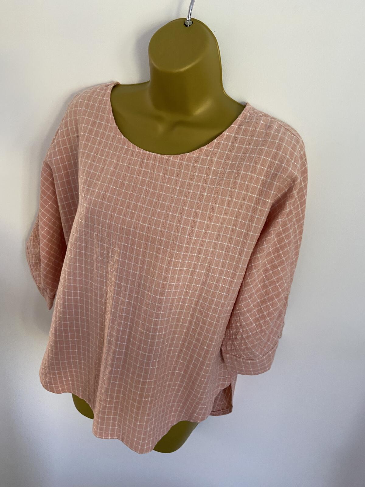 Stella Morgan Pink & White Checked Short Sleeve Blouse - UK Size 10