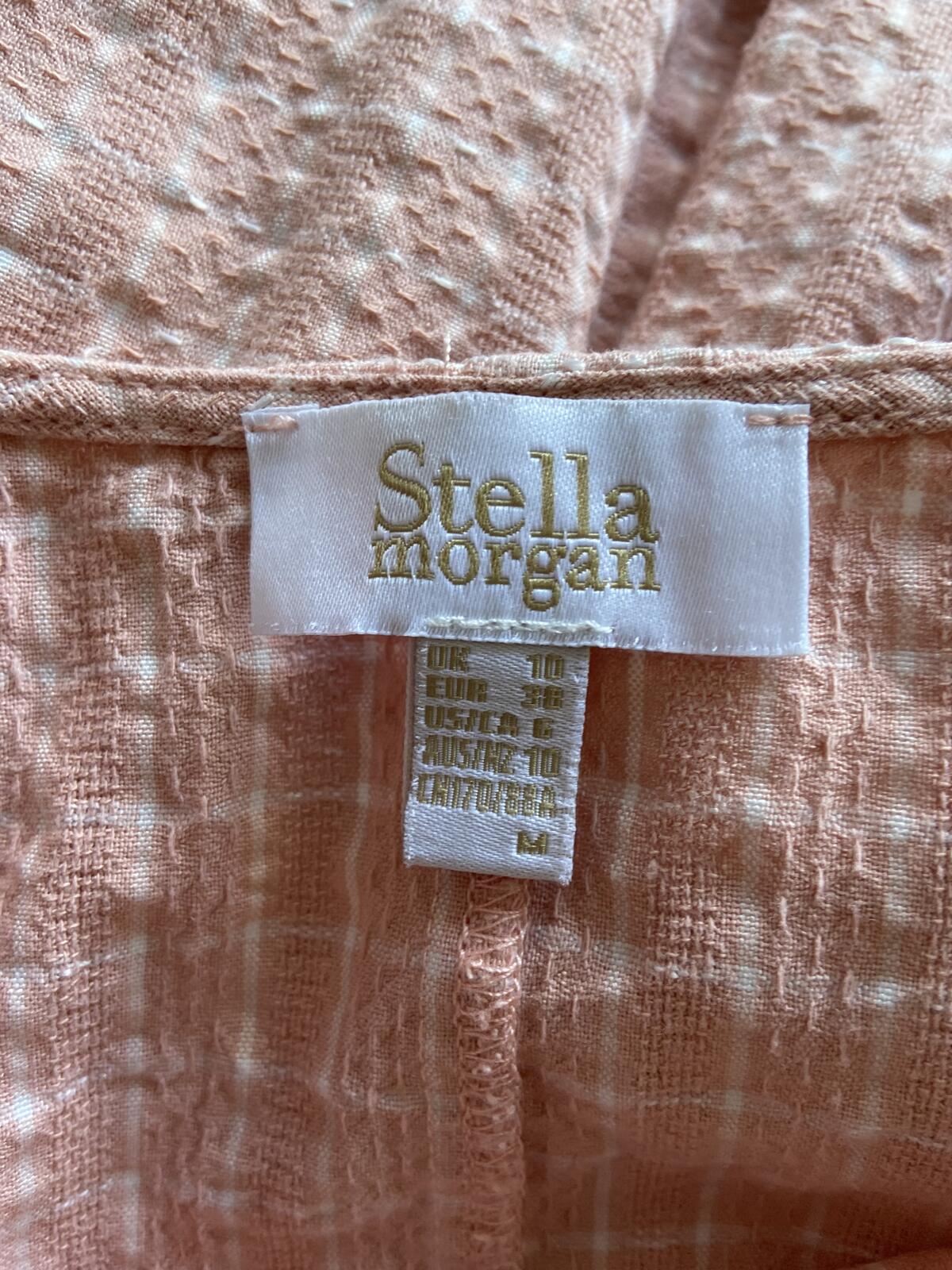 Stella Morgan Pink & White Checked Short Sleeve Blouse - UK Size 10