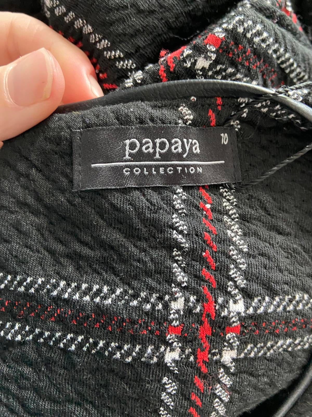 Papaya Size 10 Black Check Plaid Shift Dress Bell Sleeve Red White Detail New