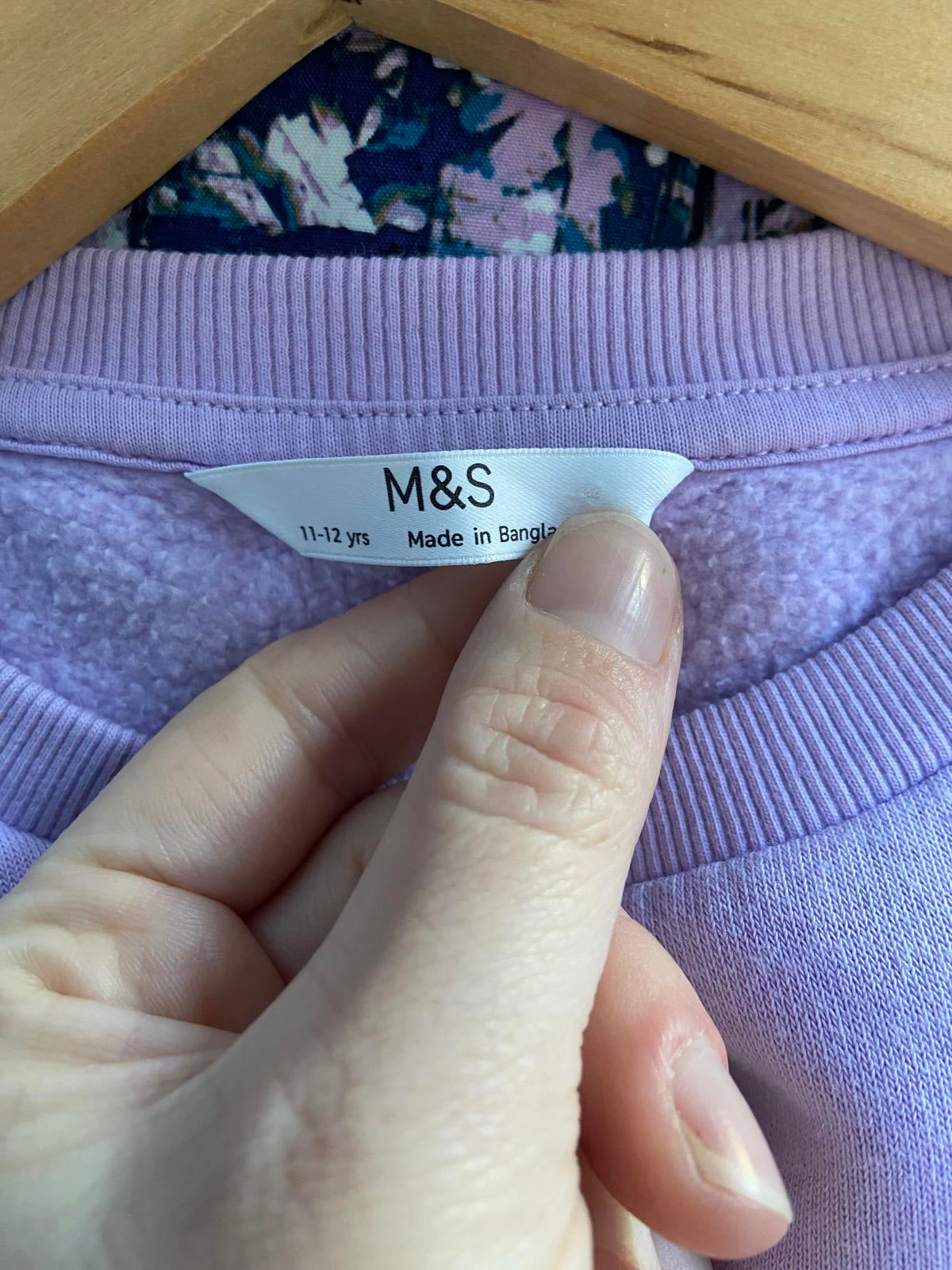 M&S Girls Age 11-12 Lilac Purple Sweatshirt Sunshine State of Mind Cotton Jumper