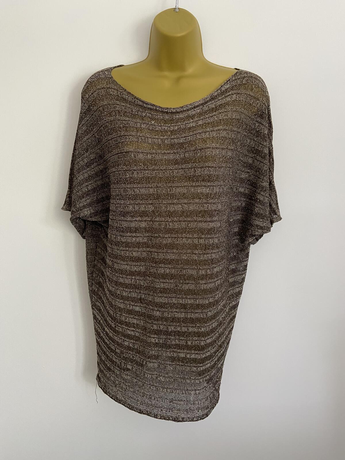 Joanna Hope Gold & Silver Metallic Sheer Glitter Top - Size 8/10