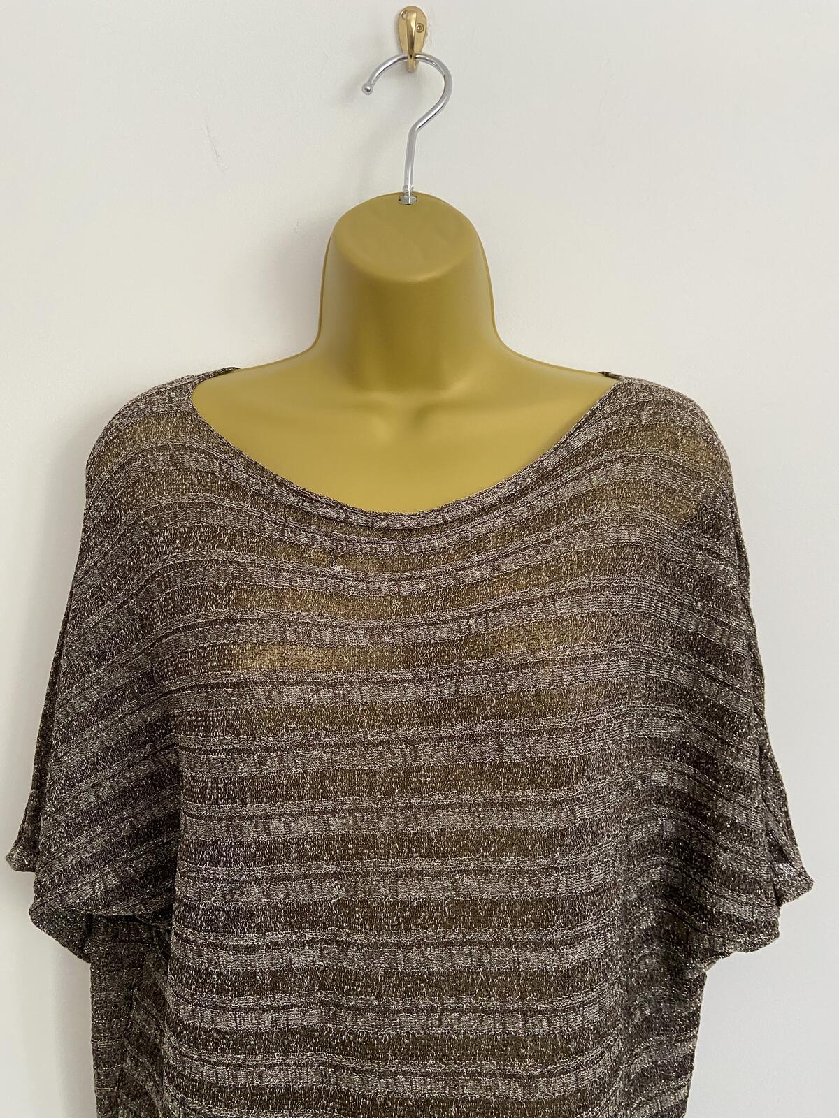 Joanna Hope Gold & Silver Metallic Sheer Glitter Top - Size 8/10