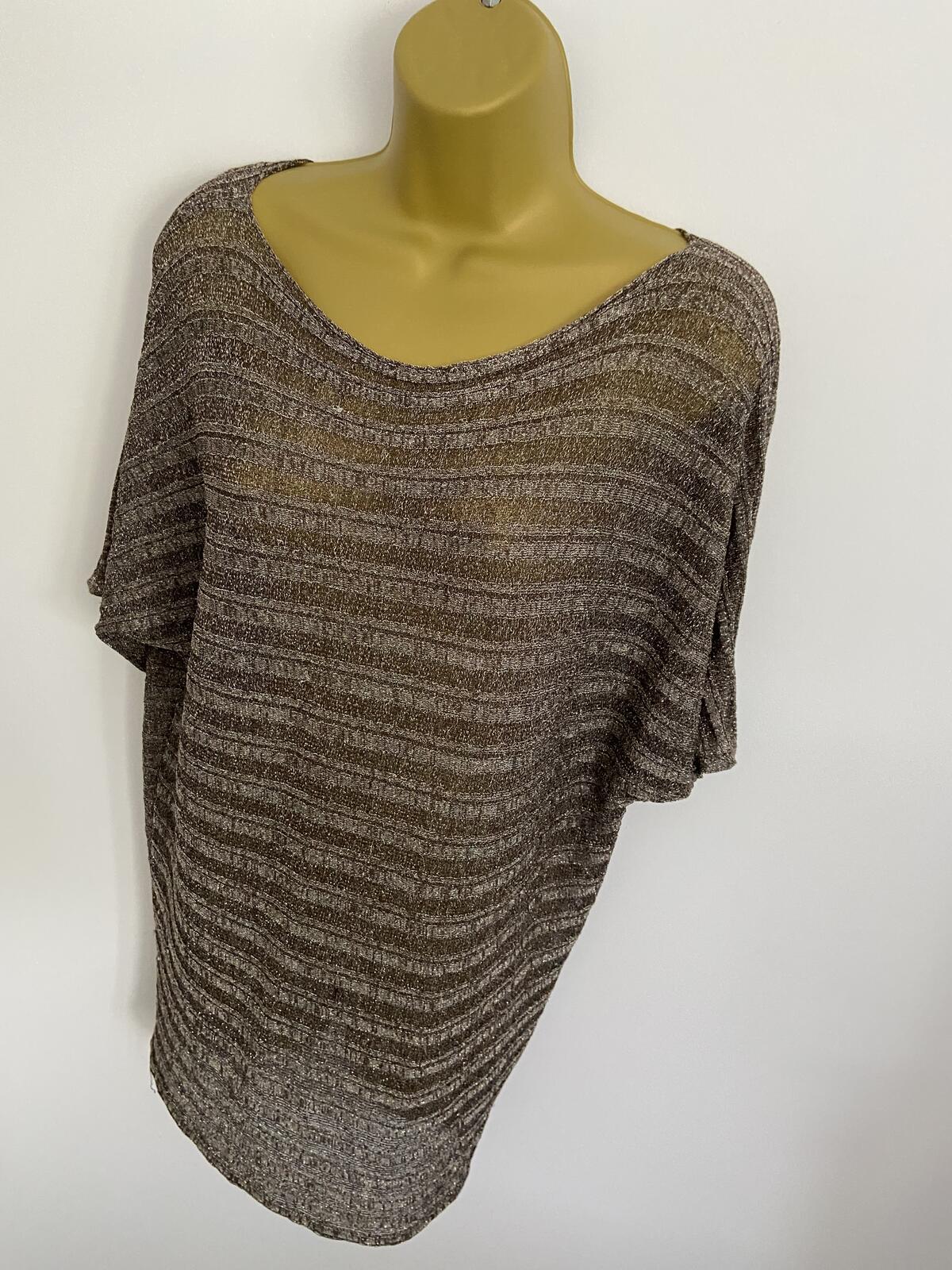 Joanna Hope Gold & Silver Metallic Sheer Glitter Top - Size 8/10