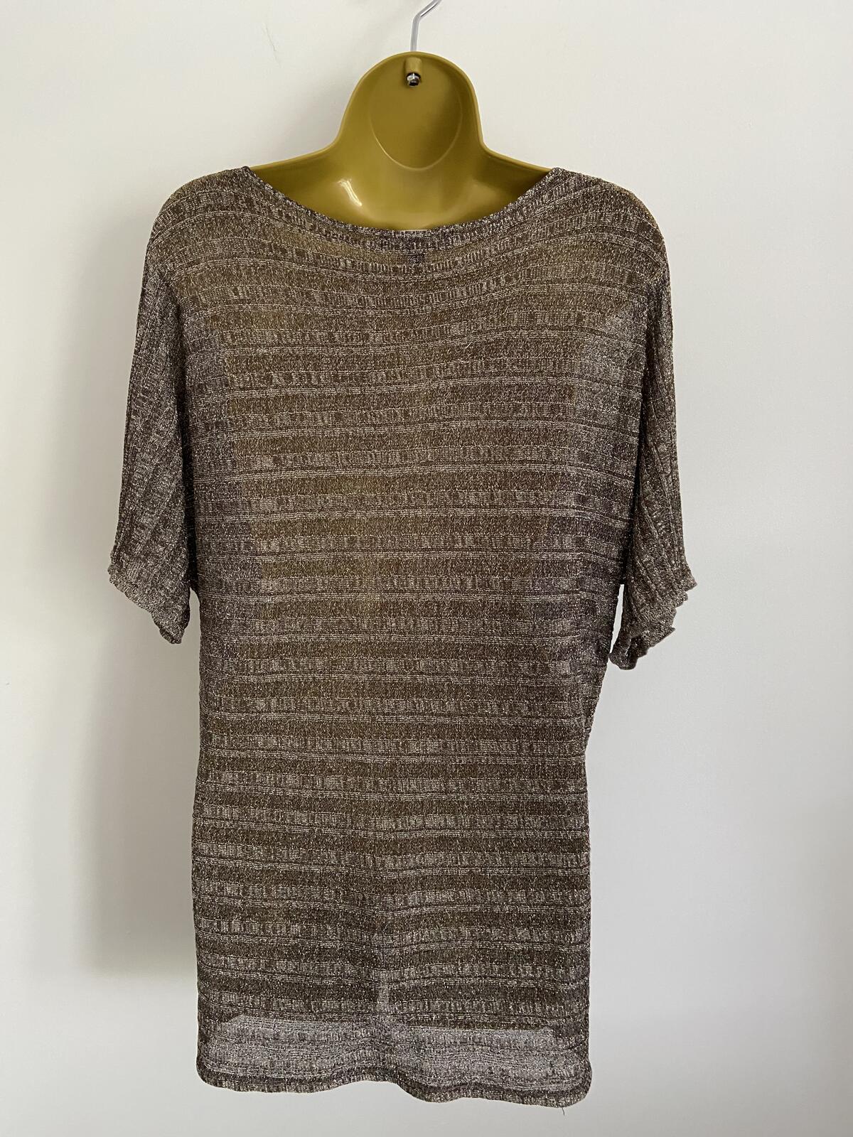 Joanna Hope Gold & Silver Metallic Sheer Glitter Top - Size 8/10