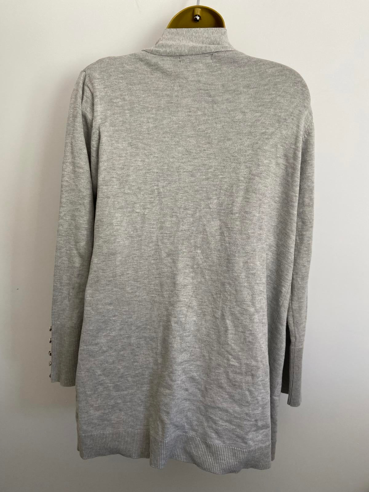 Primark Grey Cardigan - Silver Cuff Buttons & Pockets, Size Small (UK 10-12)