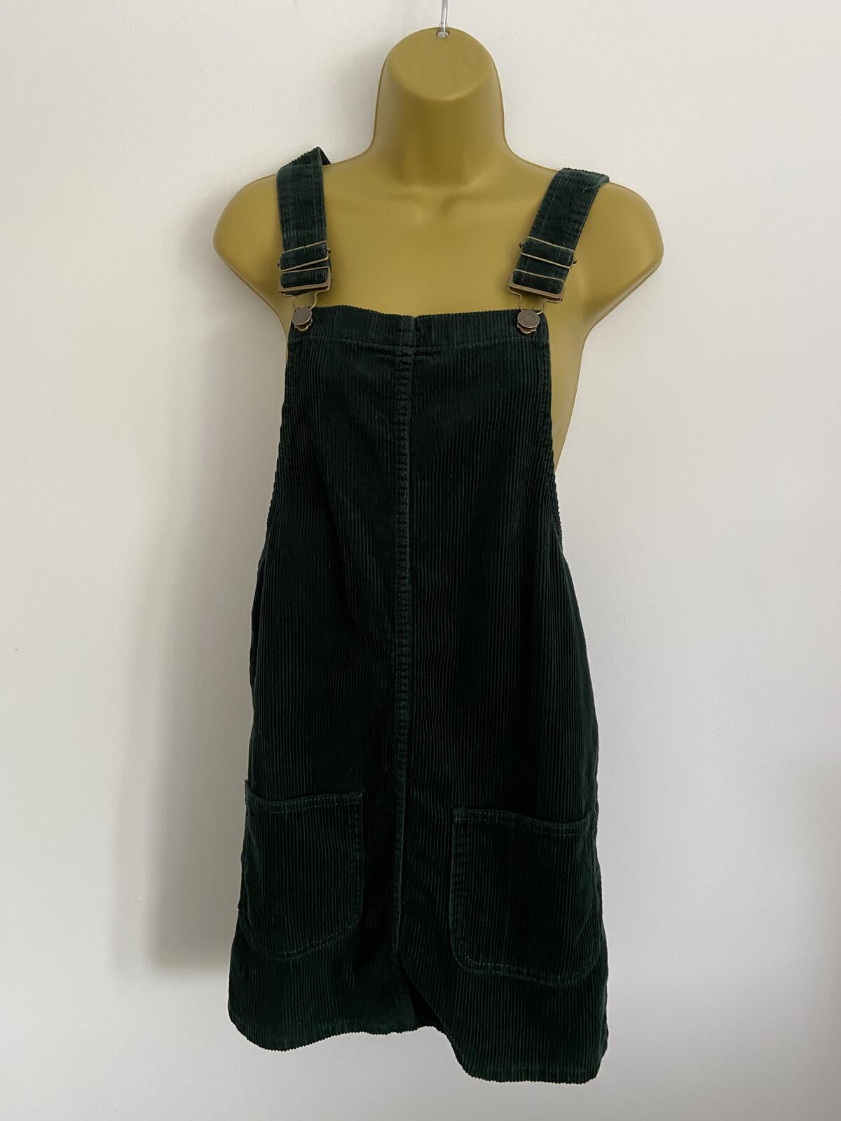 Denim & Co. Dark Green Corduroy Pinafore Dress - Size 8