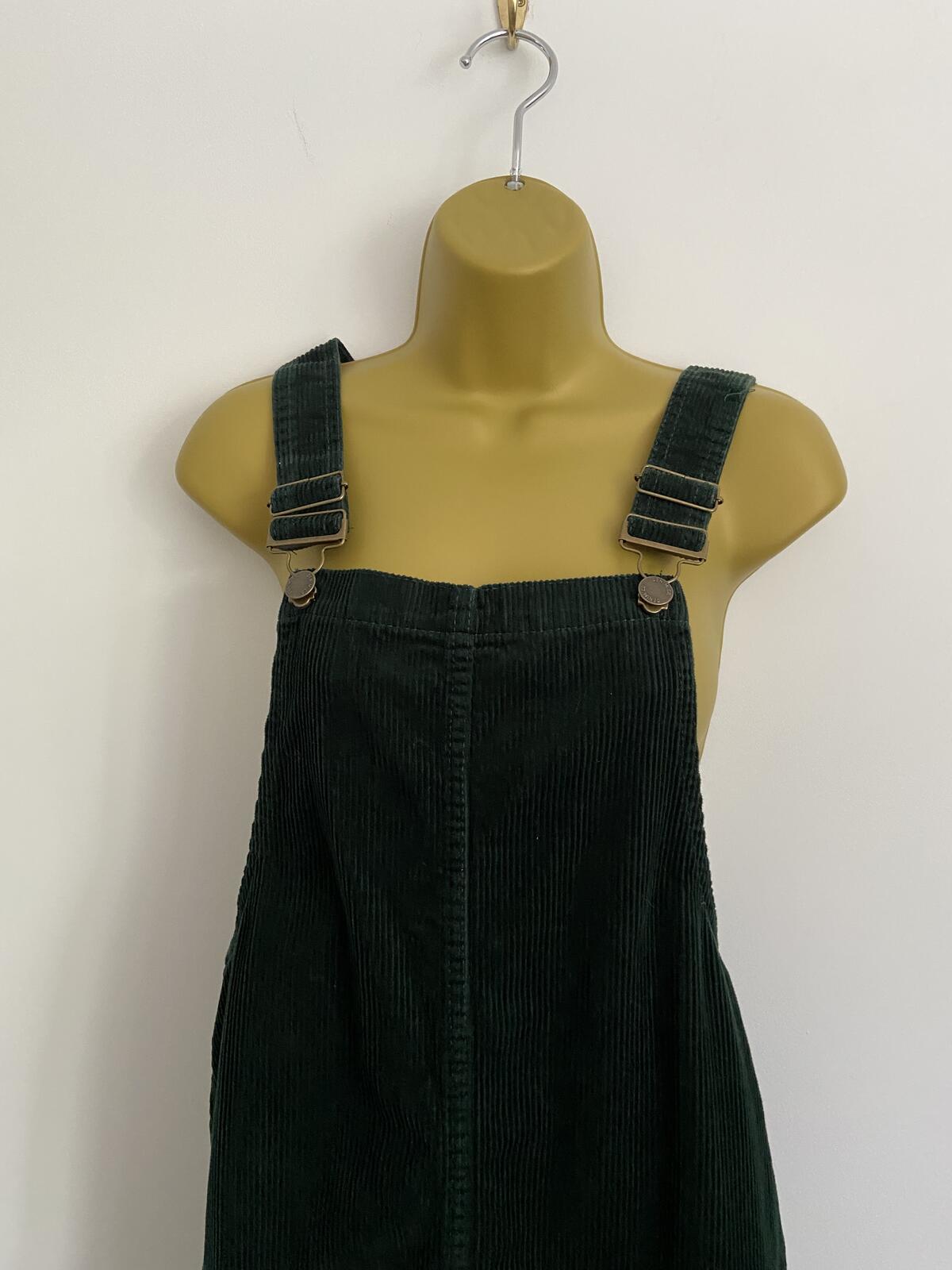 Denim & Co. Dark Green Corduroy Pinafore Dress - Size 8