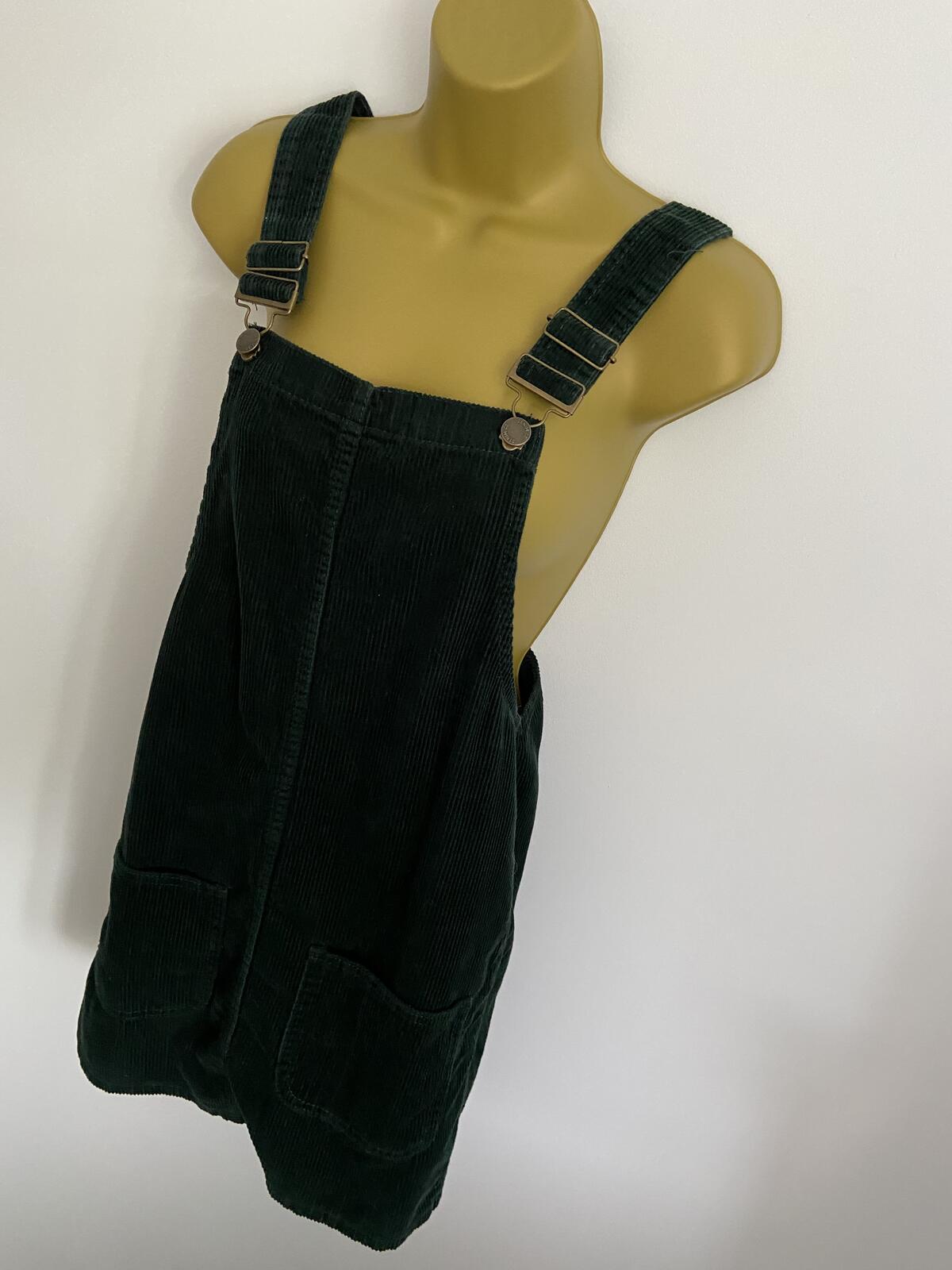 Denim & Co. Dark Green Corduroy Pinafore Dress - Size 8