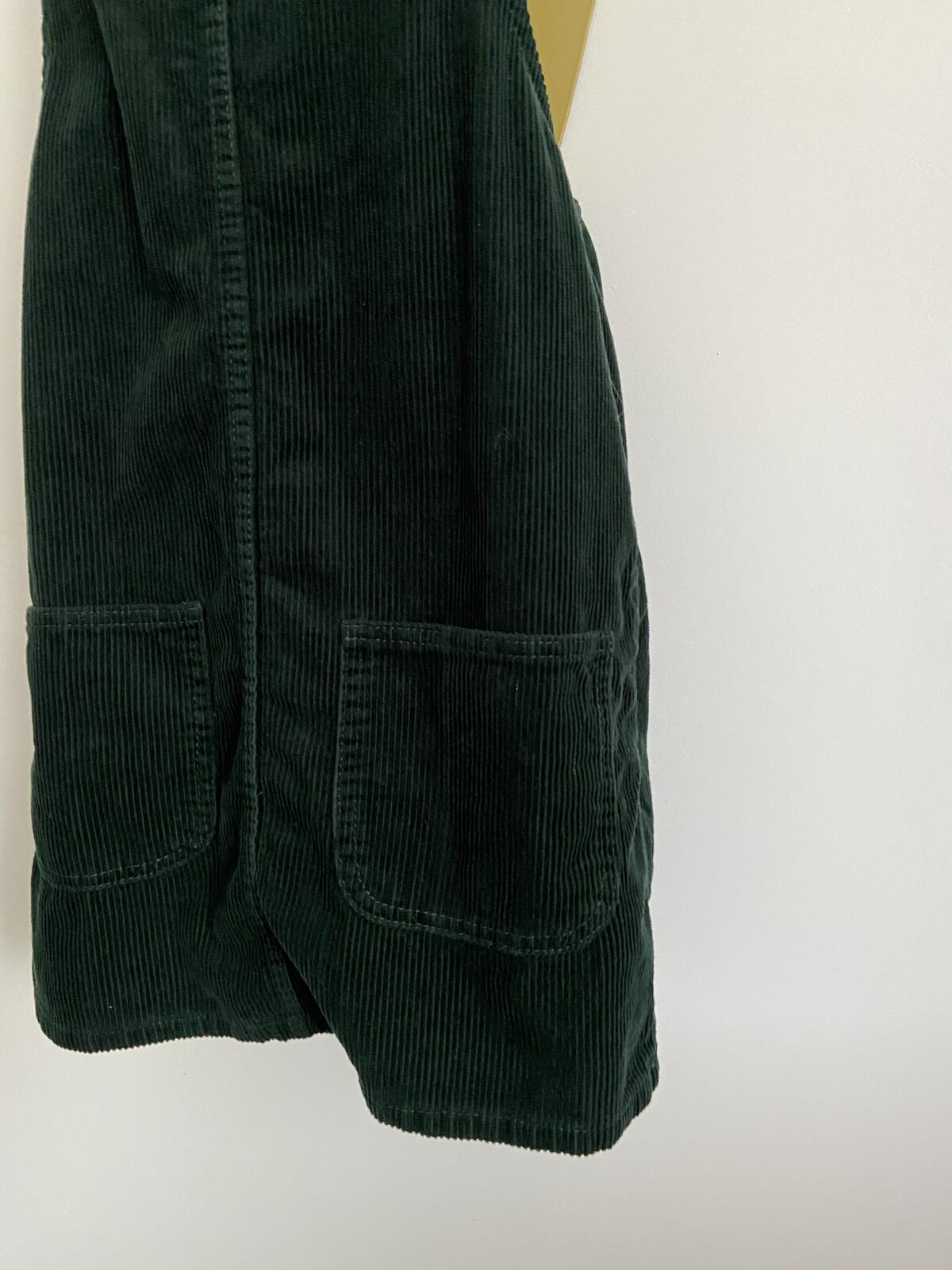 Denim & Co. Dark Green Corduroy Pinafore Dress - Size 8