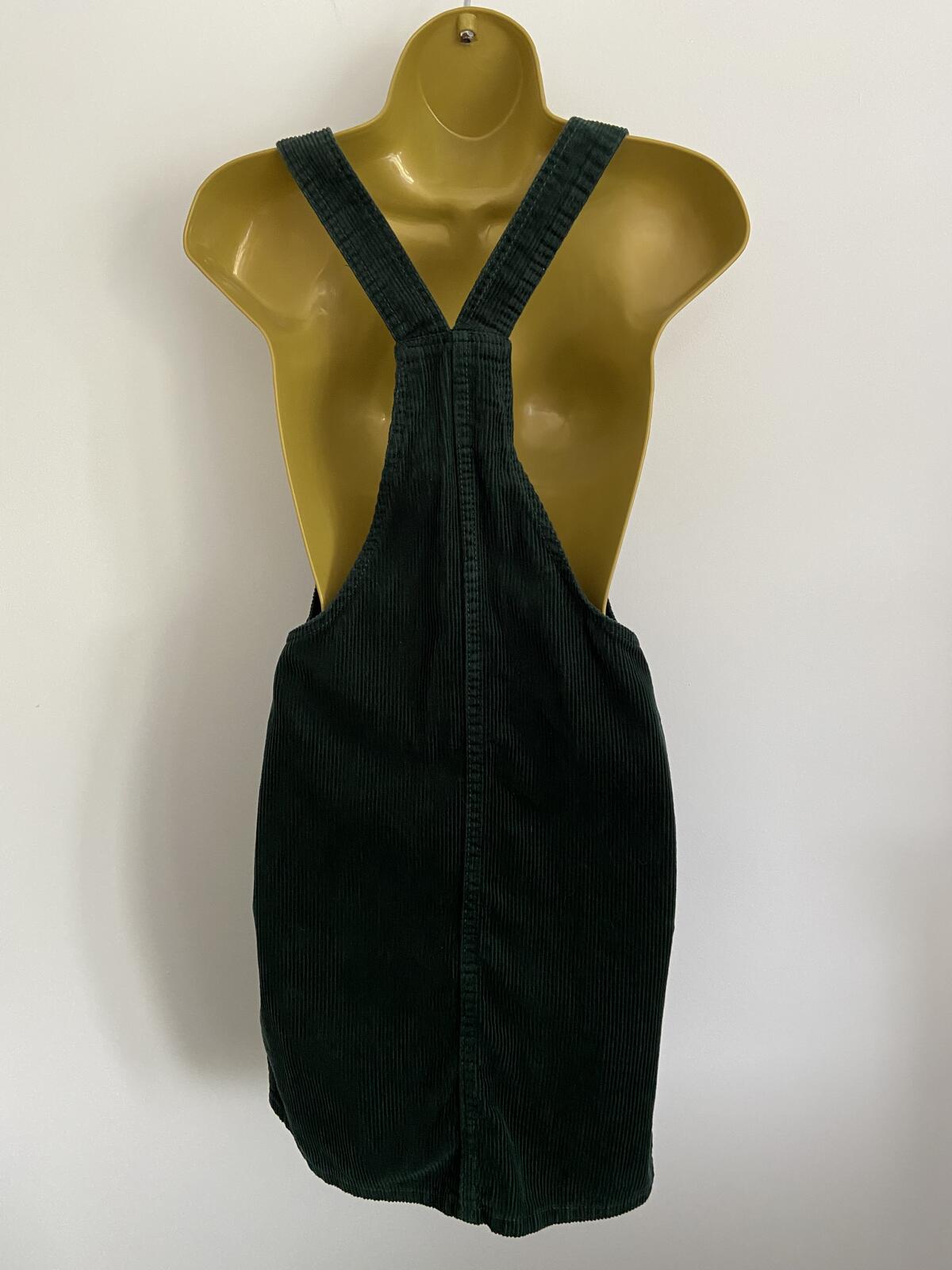 Denim & Co. Dark Green Corduroy Pinafore Dress - Size 8