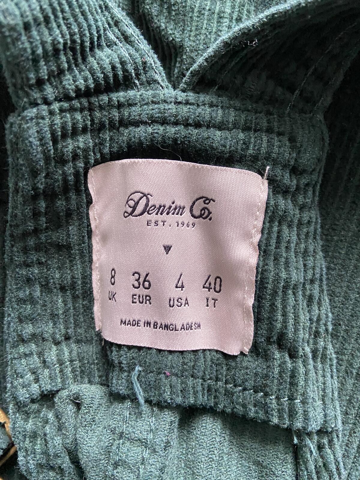 Denim & Co. Dark Green Corduroy Pinafore Dress - Size 8