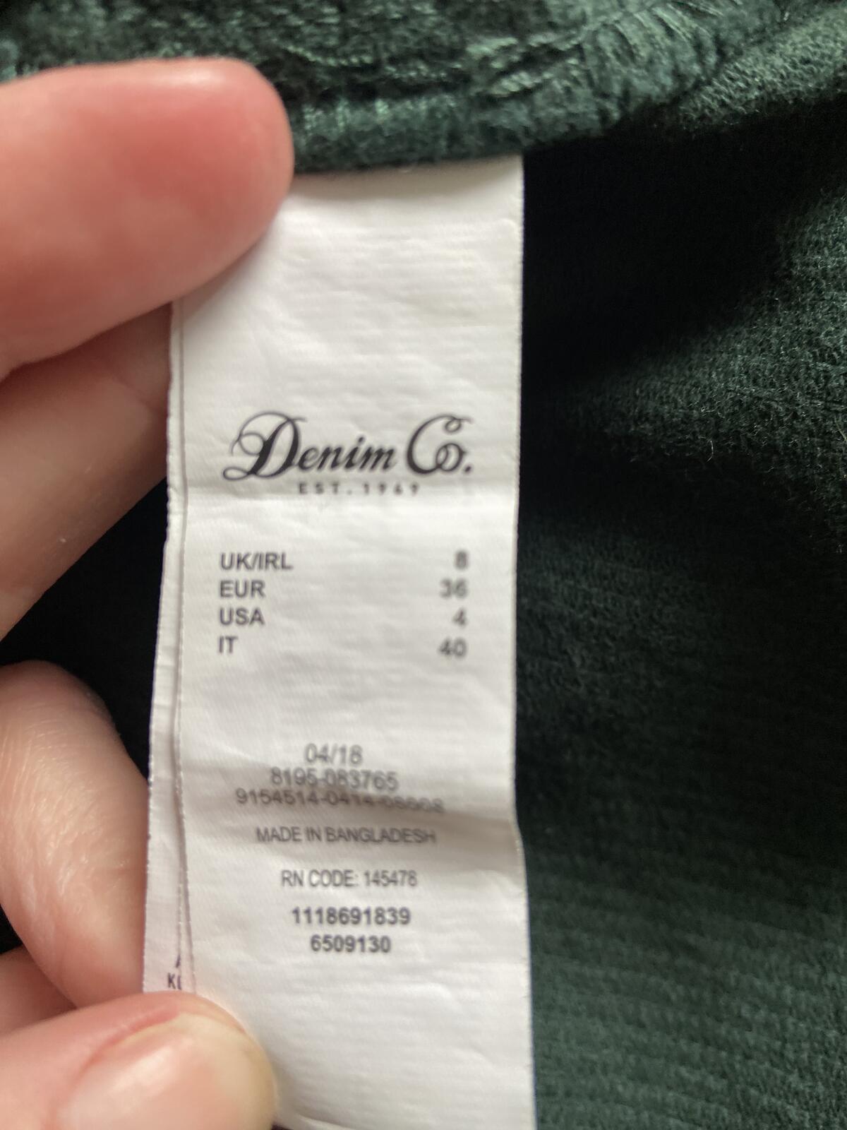 Denim & Co. Dark Green Corduroy Pinafore Dress - Size 8