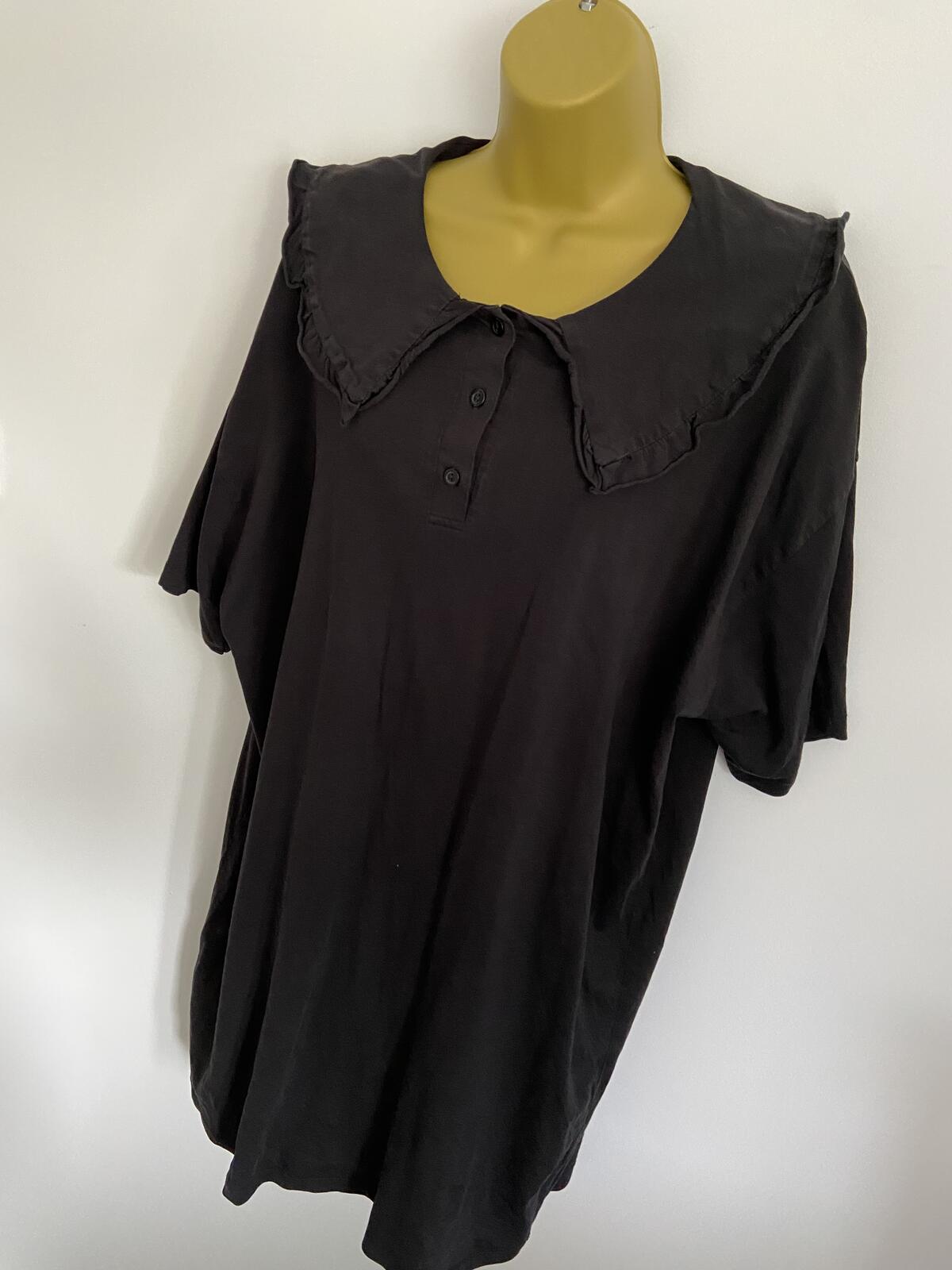 ASOS Design Black Cotton T-Shirt Dress with Oversized Collar - Size 10