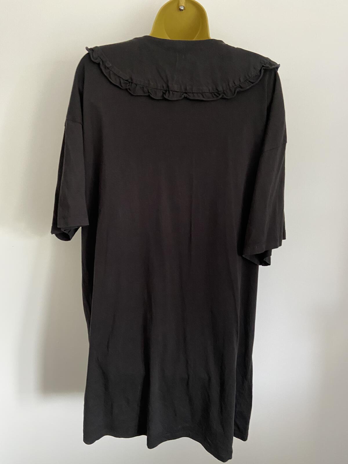 ASOS Design Black Cotton T-Shirt Dress with Oversized Collar - Size 10