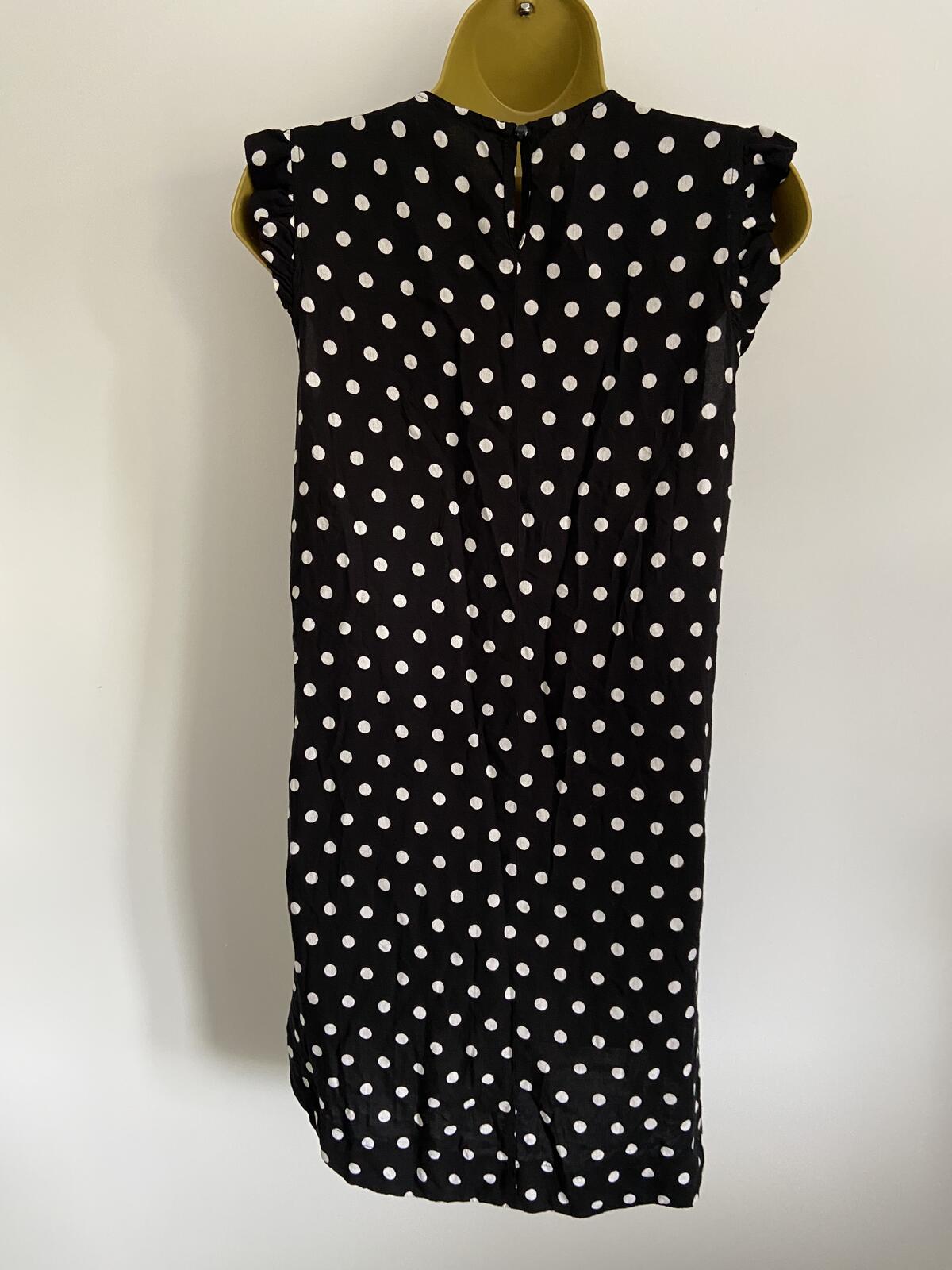 Dorothy Perkins Black & White Polka Dot Frill Summer Dress - Size 10