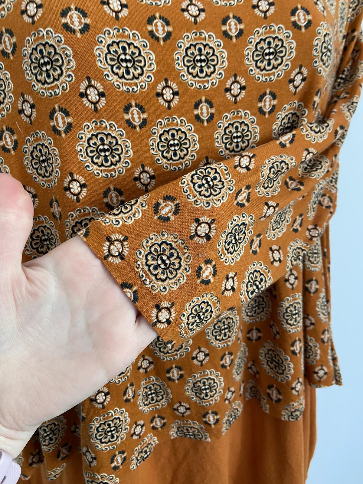 Tu Orange Moroccan Print Double Layer Top - Size 14