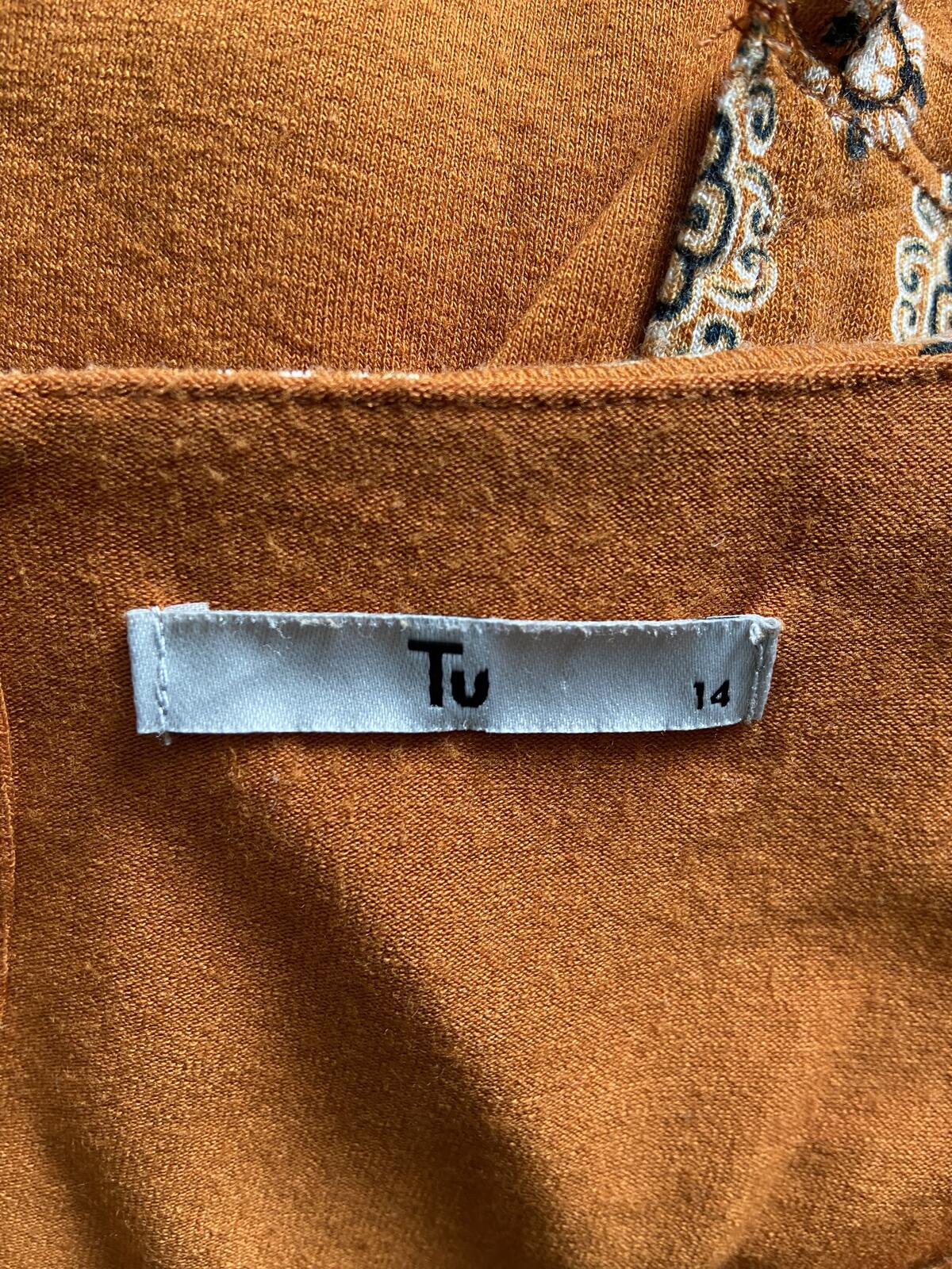 Tu Orange Moroccan Print Double Layer Top - Size 14
