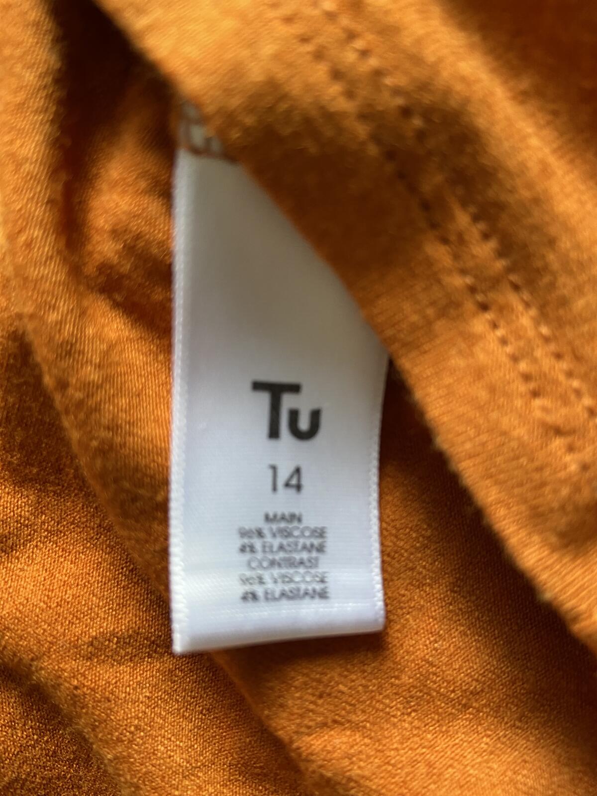 Tu Orange Moroccan Print Double Layer Top - Size 14