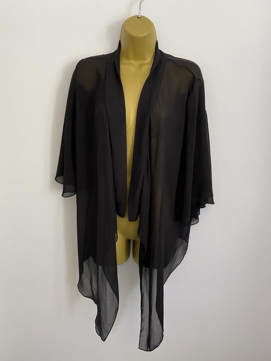 Boohoo Black Beach Cover Up Summer Cardigan - Size 12