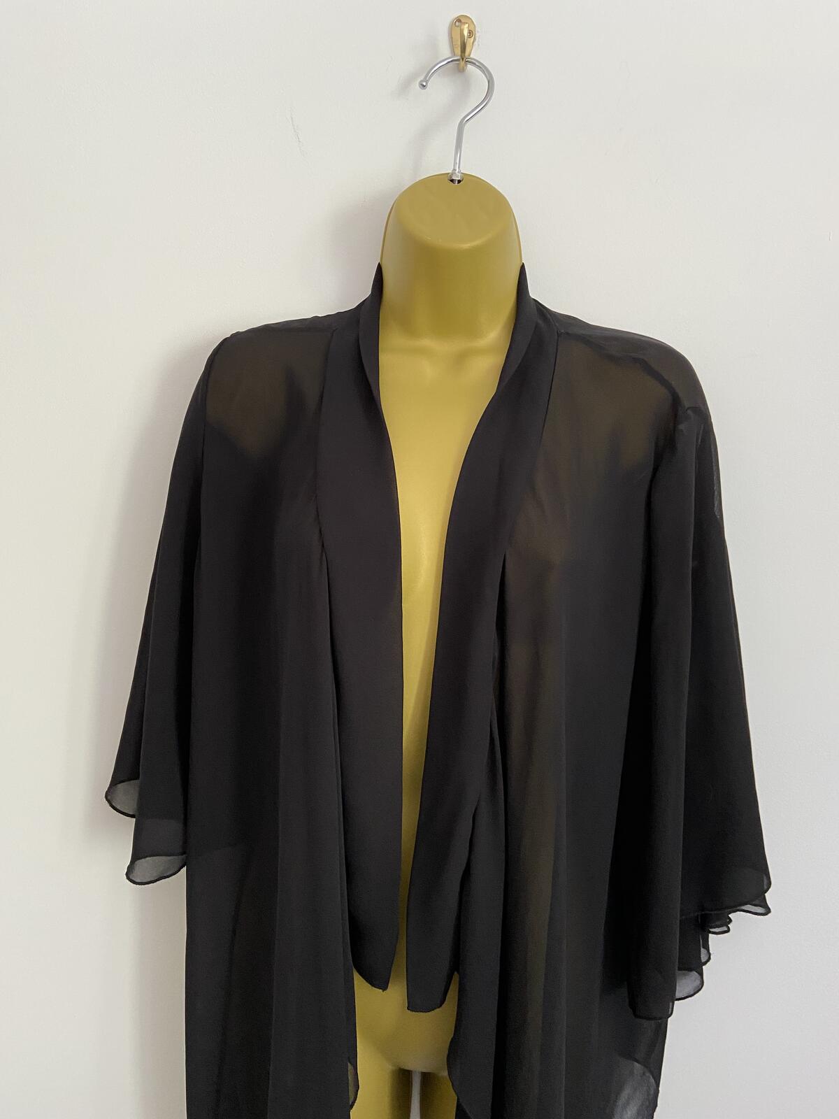 Boohoo Black Beach Cover Up Summer Cardigan - Size 12