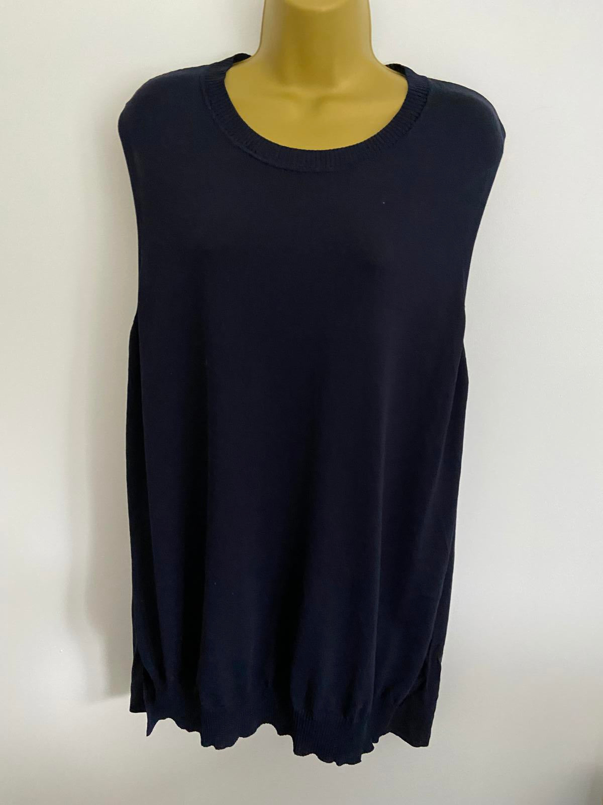 Blue Knit Vest / Tank Top with Blouse Layer, Approx. Size 12-14