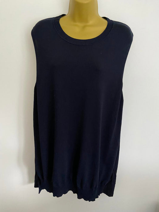Blue Knit Vest / Tank Top with Blouse Layer, Approx. Size 12-14