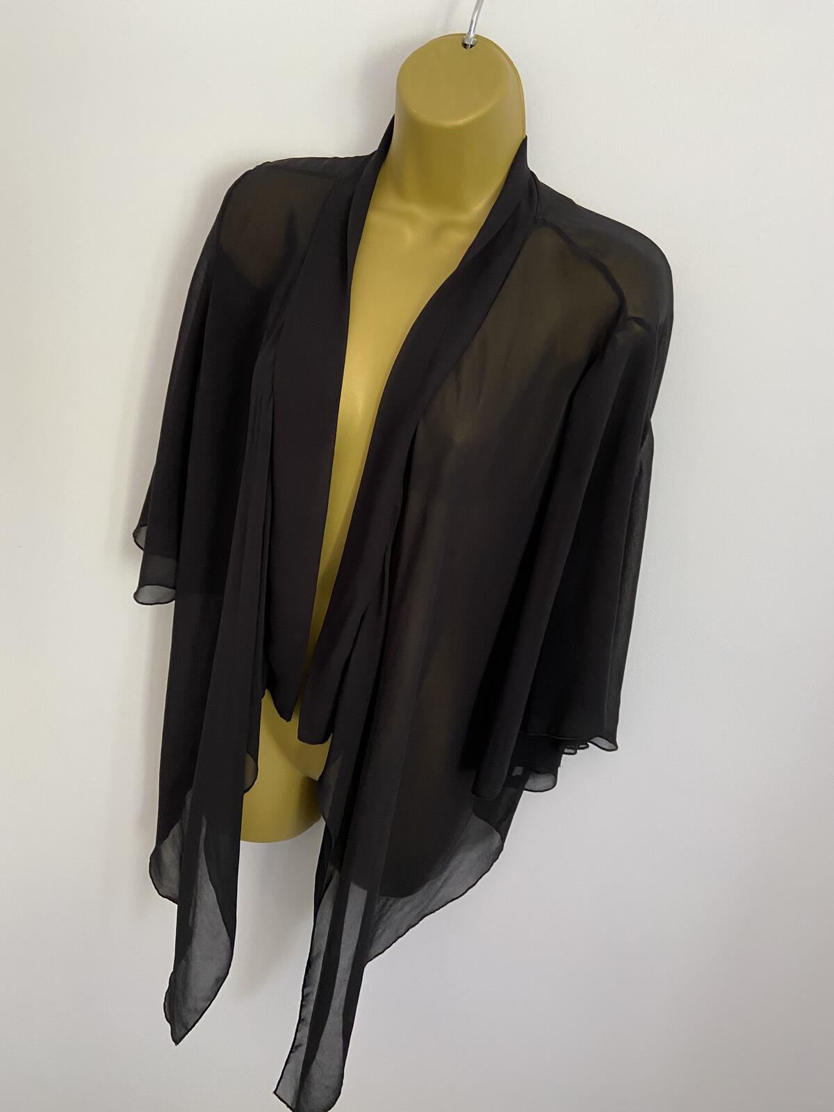 Boohoo Black Beach Cover Up Summer Cardigan - Size 12