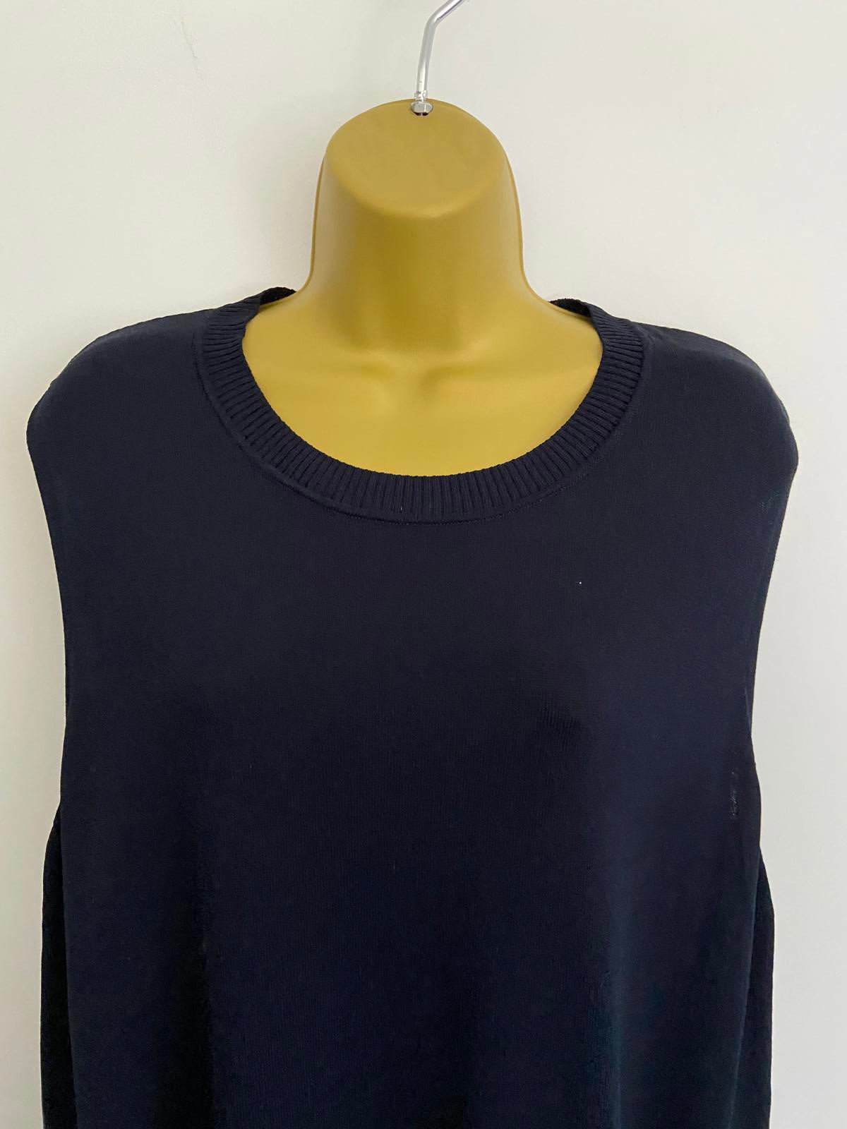 Blue Knit Vest / Tank Top with Blouse Layer, Approx. Size 12-14