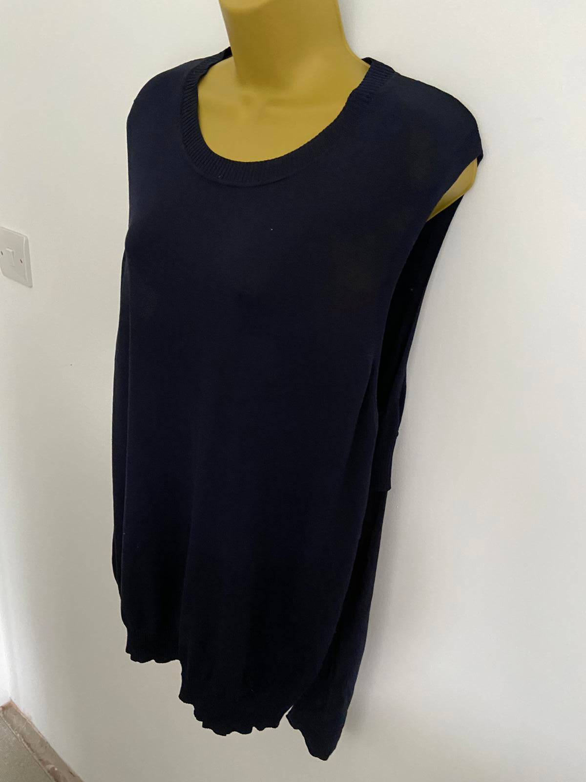 Blue Knit Vest / Tank Top with Blouse Layer, Approx. Size 12-14