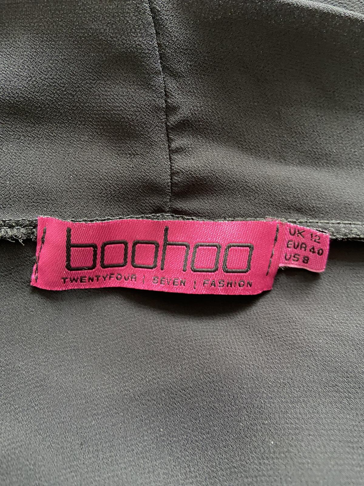 Boohoo Black Beach Cover Up Summer Cardigan - Size 12