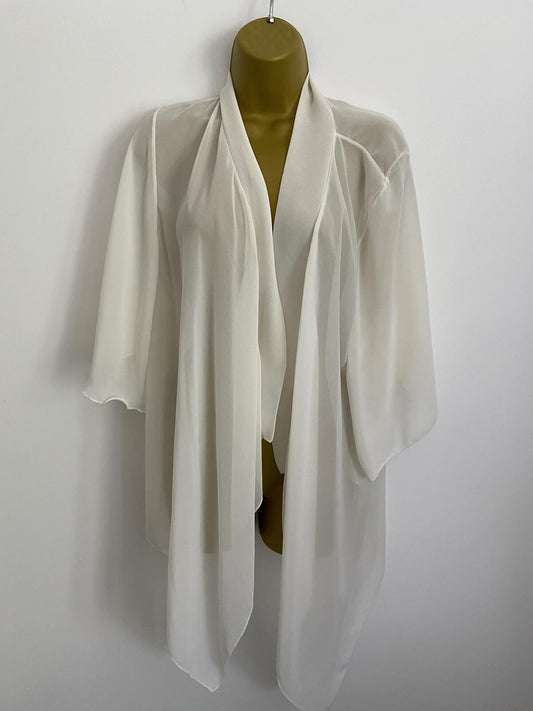 Boohoo White Cream Beach Cover Up Summer Cardigan - Size 12