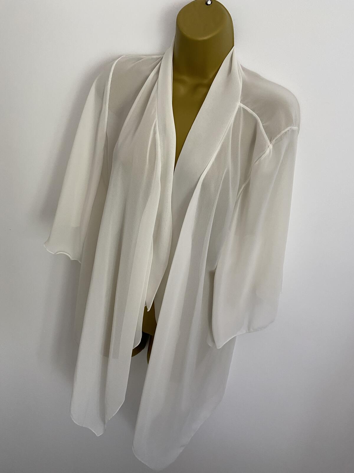 Boohoo White Cream Beach Cover Up Summer Cardigan - Size 12
