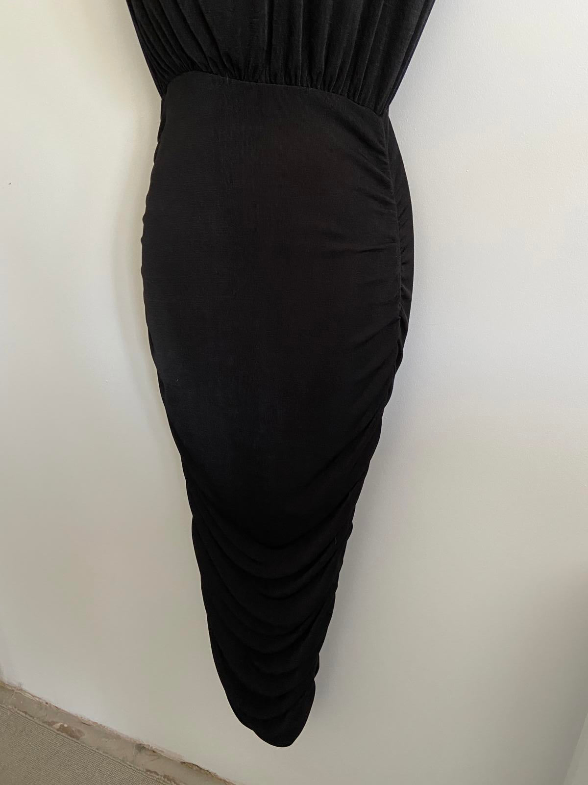 Be Beau Black Fitted Bodycon Dress - Sleeveless, Shoulder Pads, UK Size 8