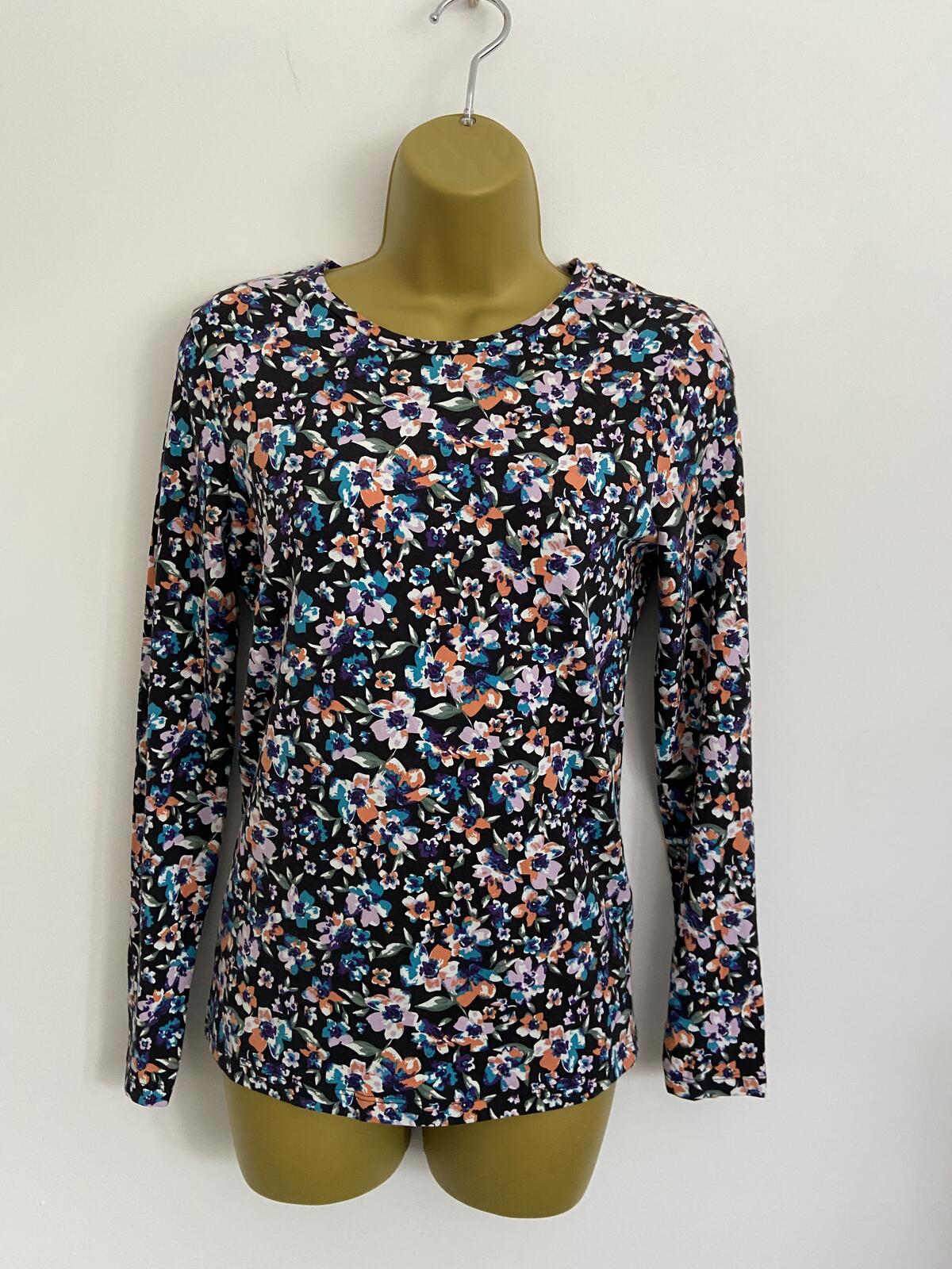 Tu Women Floral Long Sleeve Slim Fit T-Shirt - UK Size 10