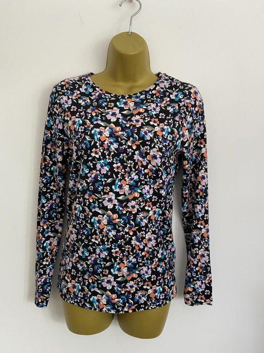 Tu Women Floral Long Sleeve Slim Fit T-Shirt - UK Size 10