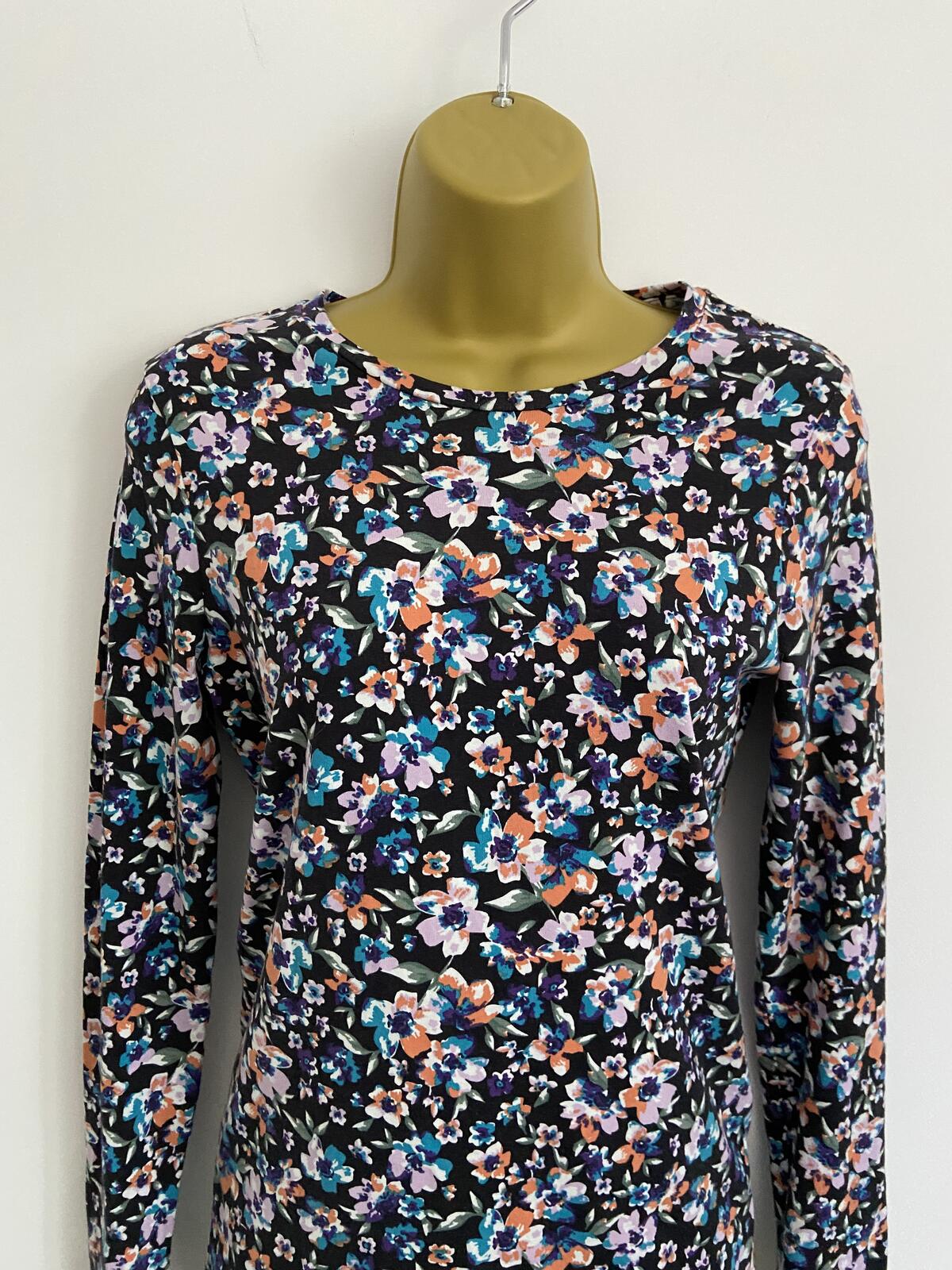 Tu Women Floral Long Sleeve Slim Fit T-Shirt - UK Size 10