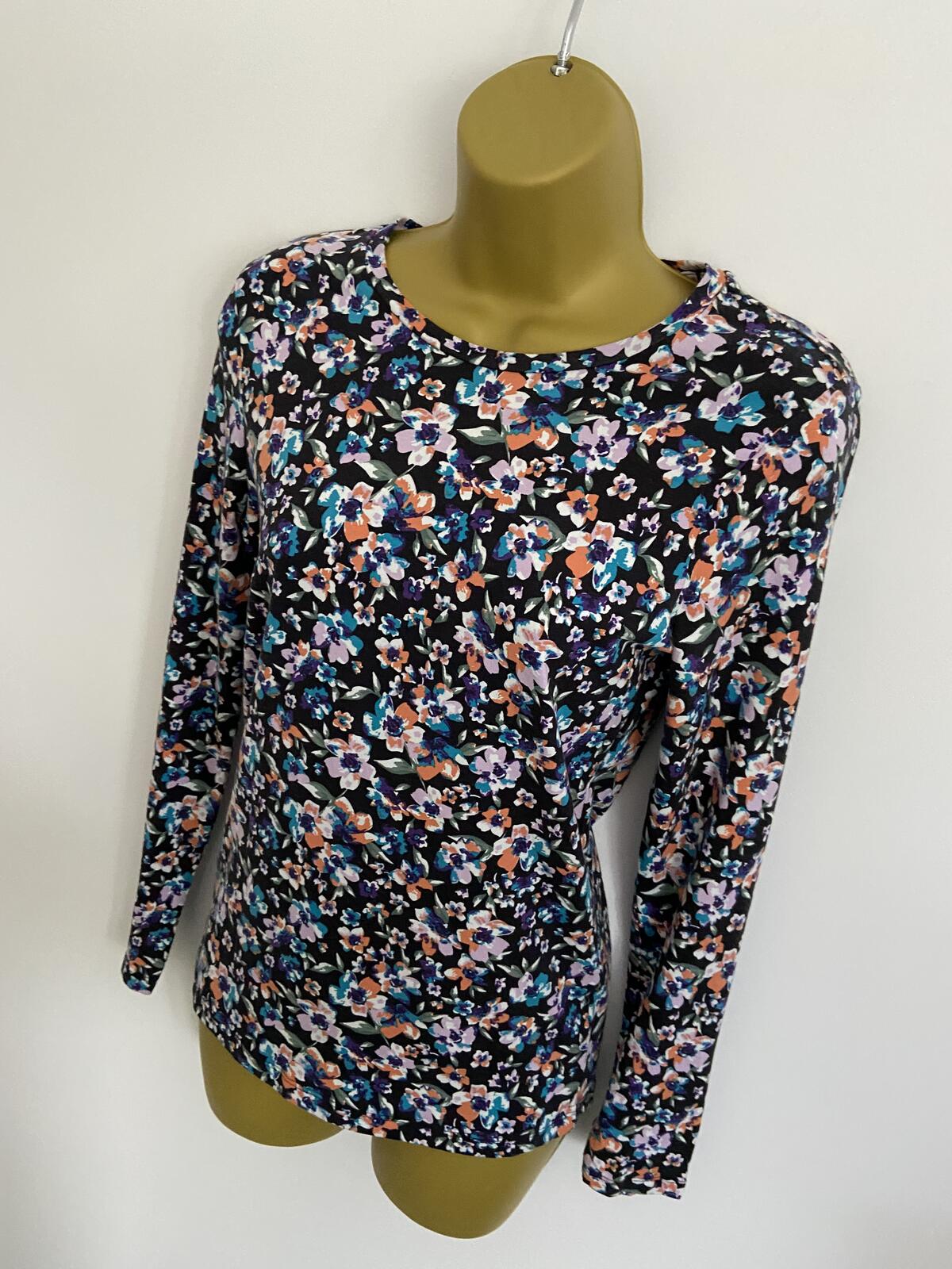 Tu Women Floral Long Sleeve Slim Fit T-Shirt - UK Size 10