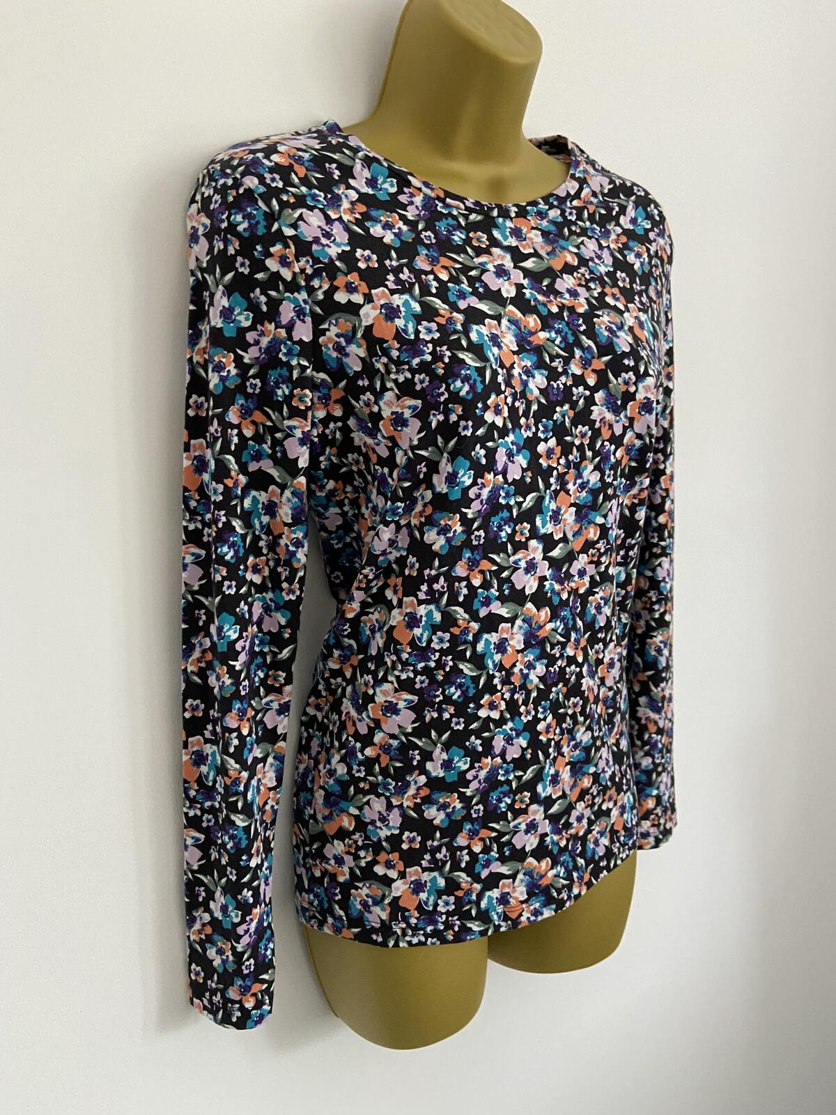 Tu Women Floral Long Sleeve Slim Fit T-Shirt - UK Size 10