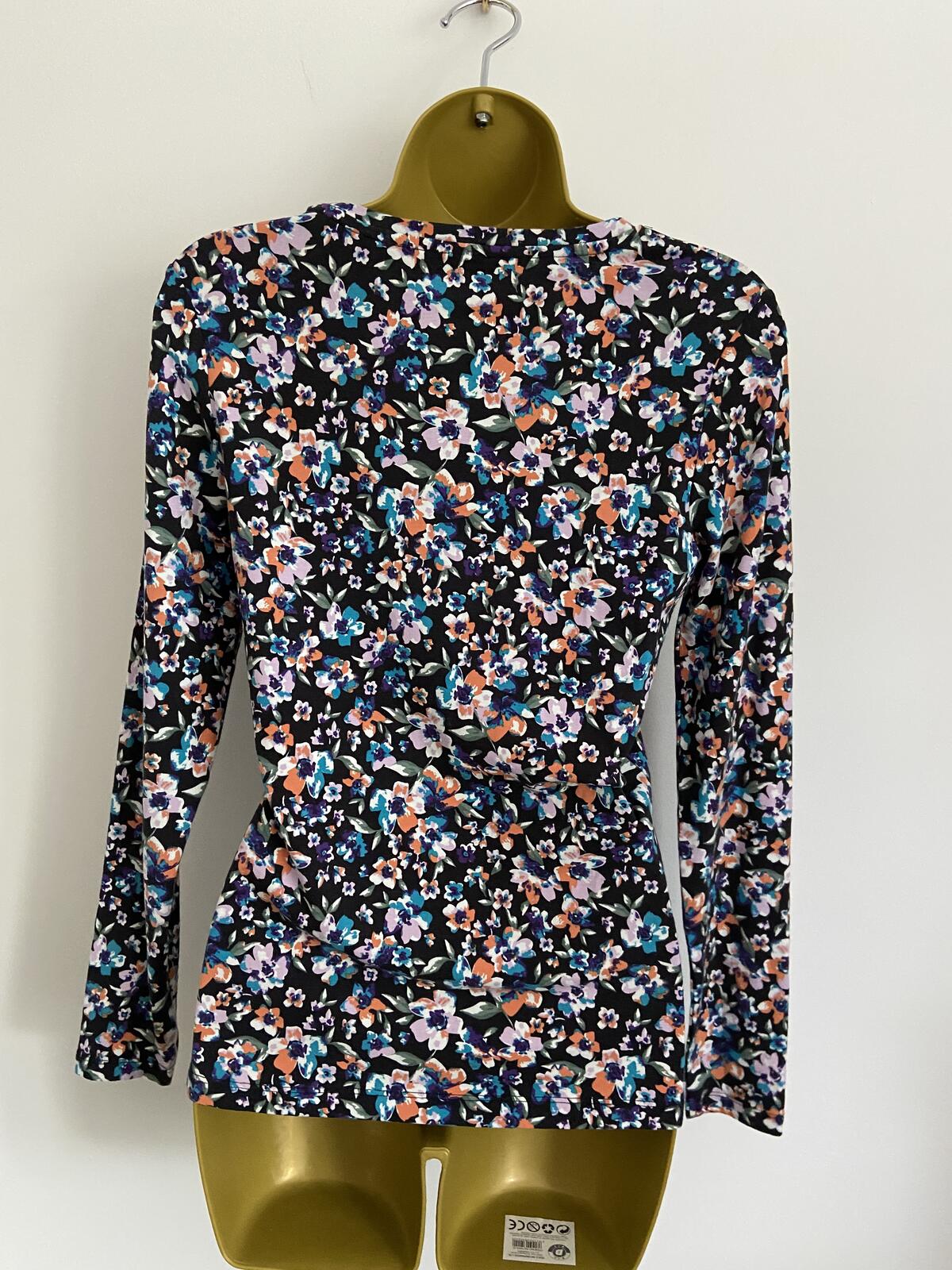 Tu Women Floral Long Sleeve Slim Fit T-Shirt - UK Size 10