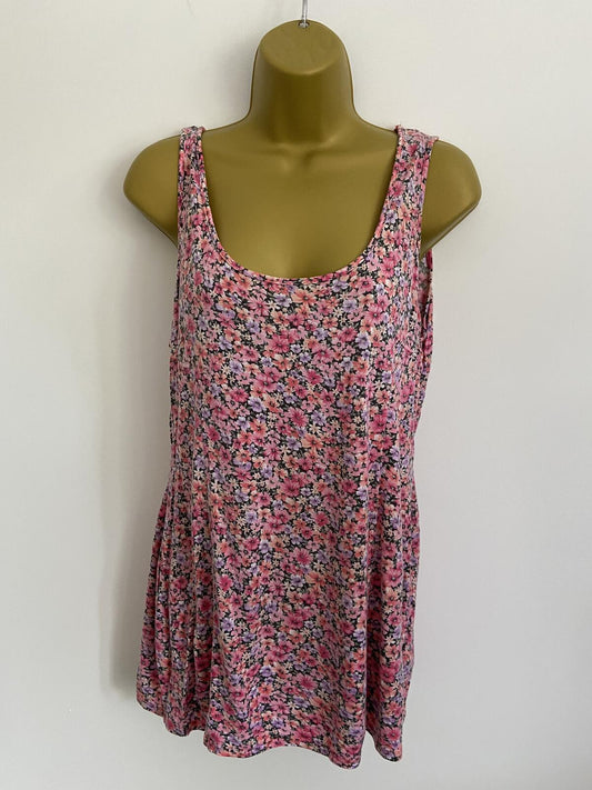 Warehouse Pink & Lilac Floral Sleeveless Tank Top - Size 16