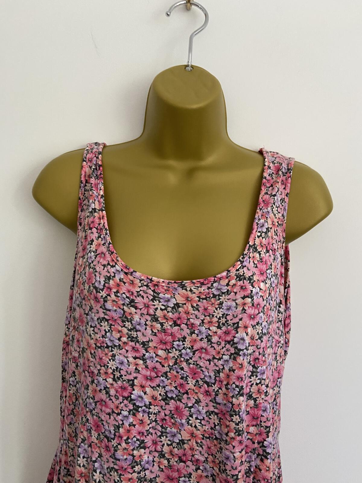Warehouse Pink & Lilac Floral Sleeveless Tank Top - Size 16