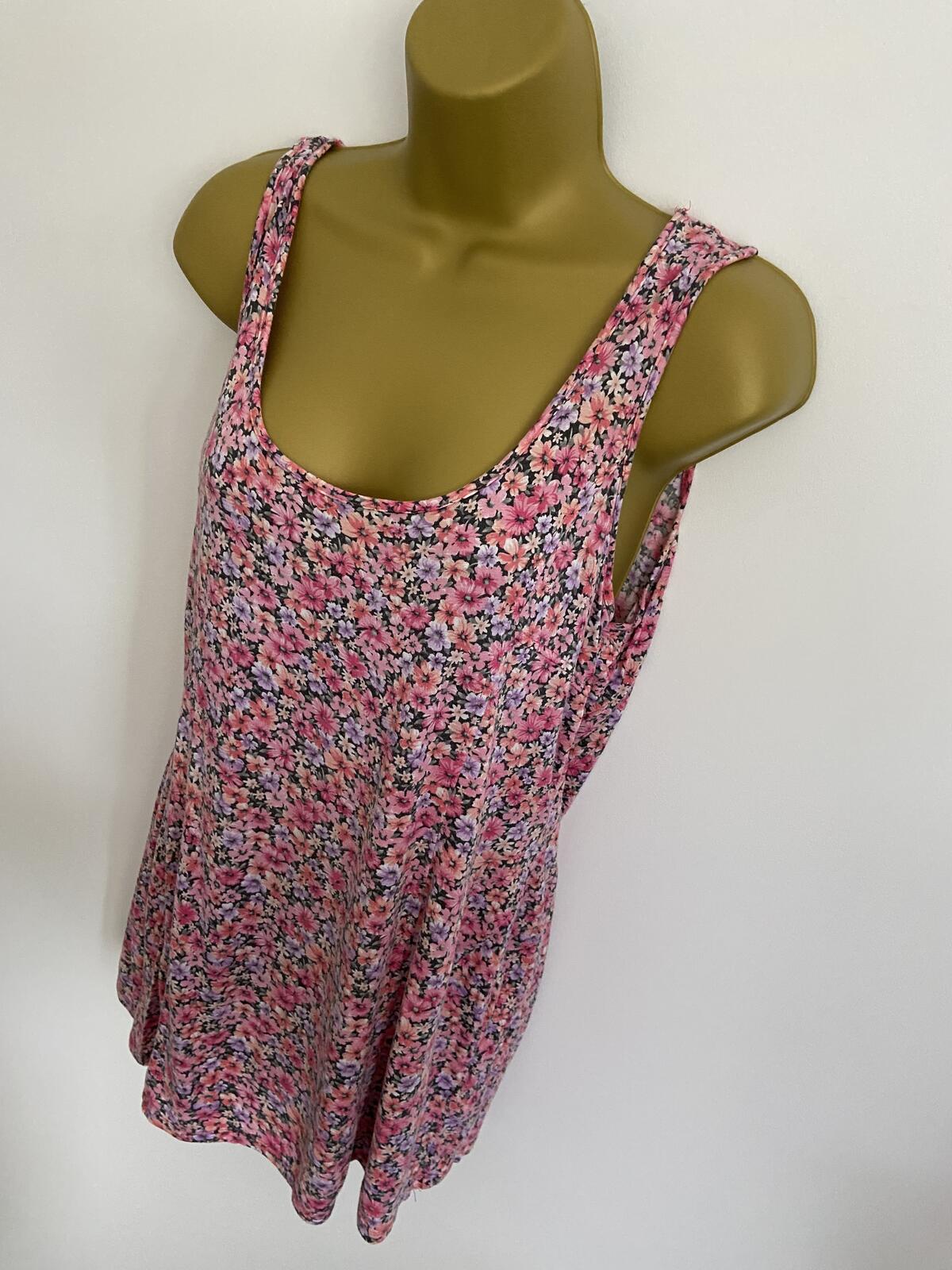 Warehouse Pink & Lilac Floral Sleeveless Tank Top - Size 16