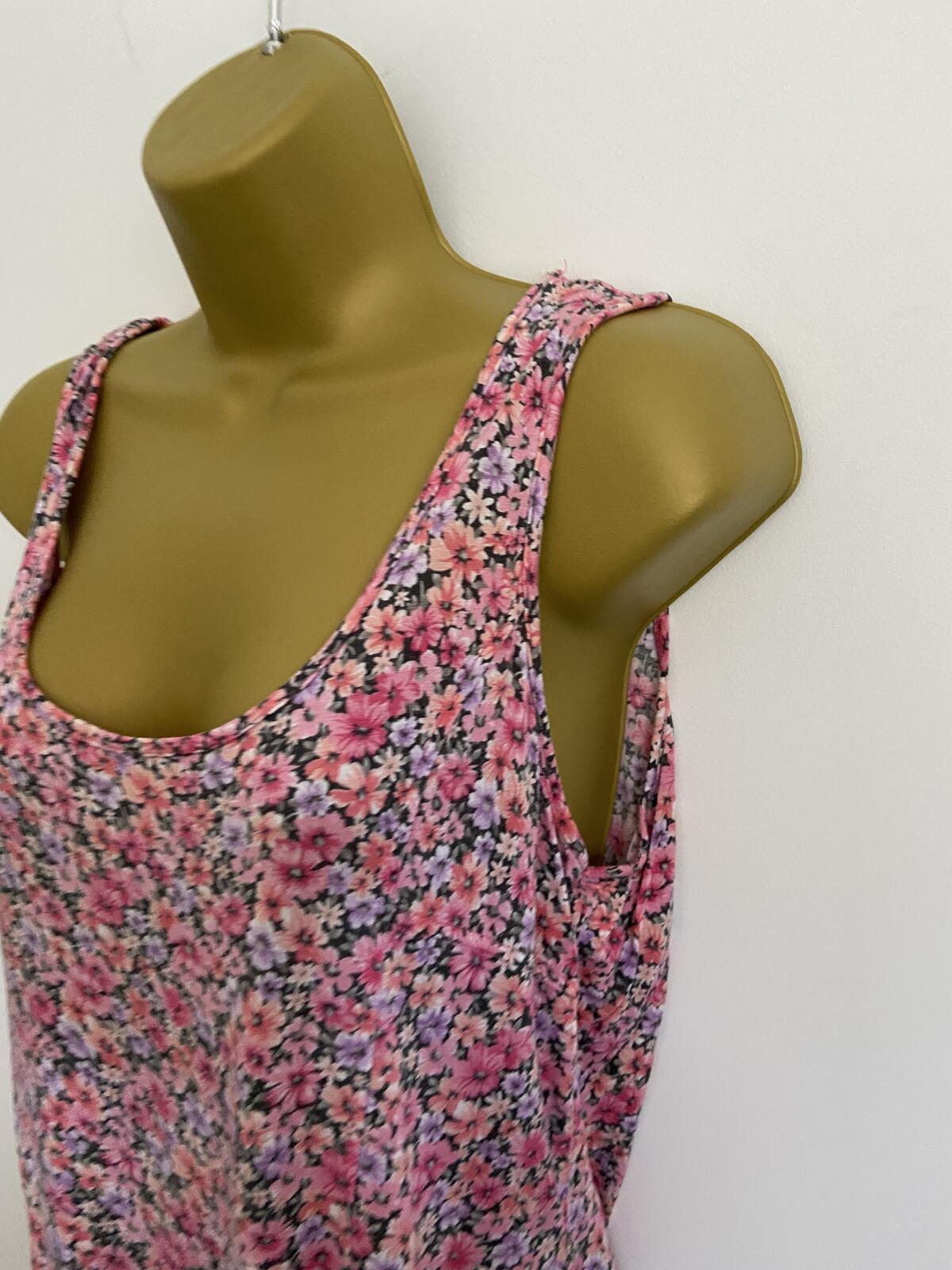 Warehouse Pink & Lilac Floral Sleeveless Tank Top - Size 16